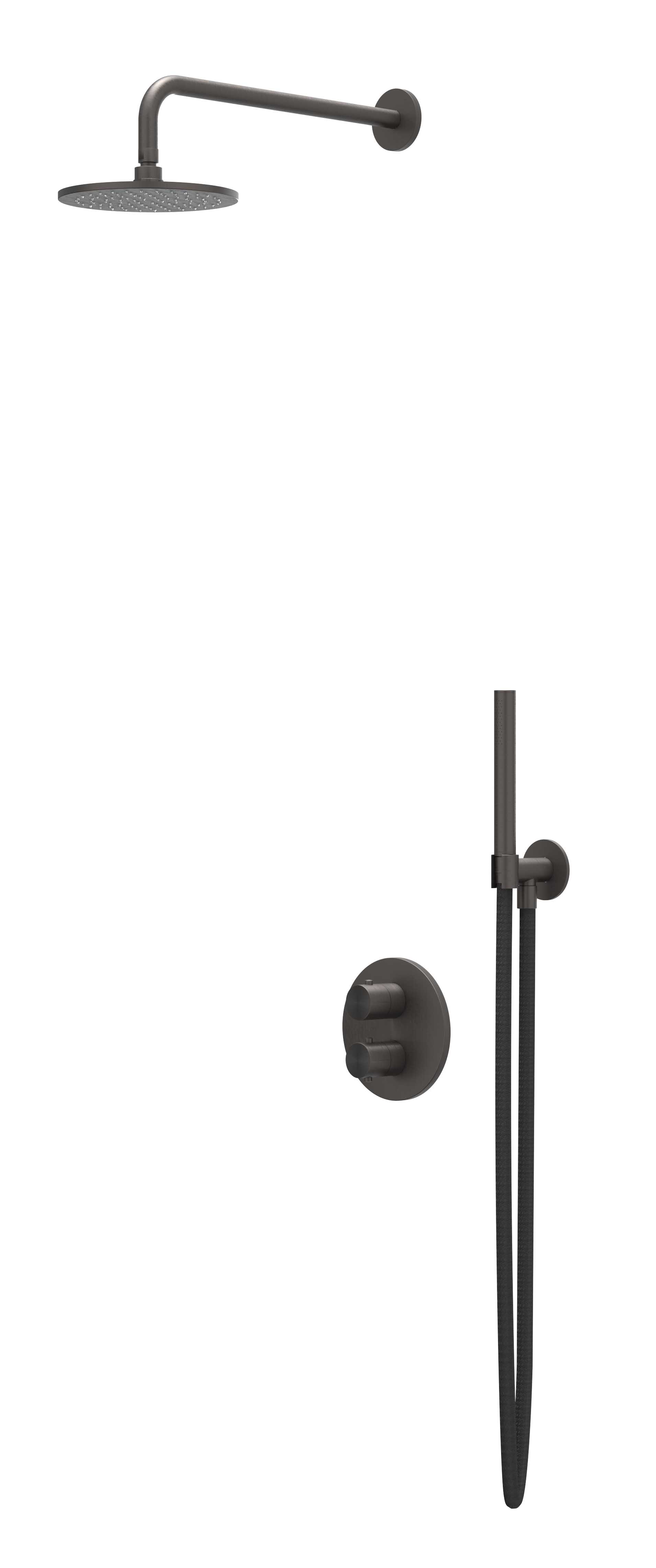 IVY Concord set 2-weg st.omst. w.arm R25cm gl.st. m. uitl. slang 150cm + staaf CSC2EXICBABAB RVS316 geborsteld carbon black PVD