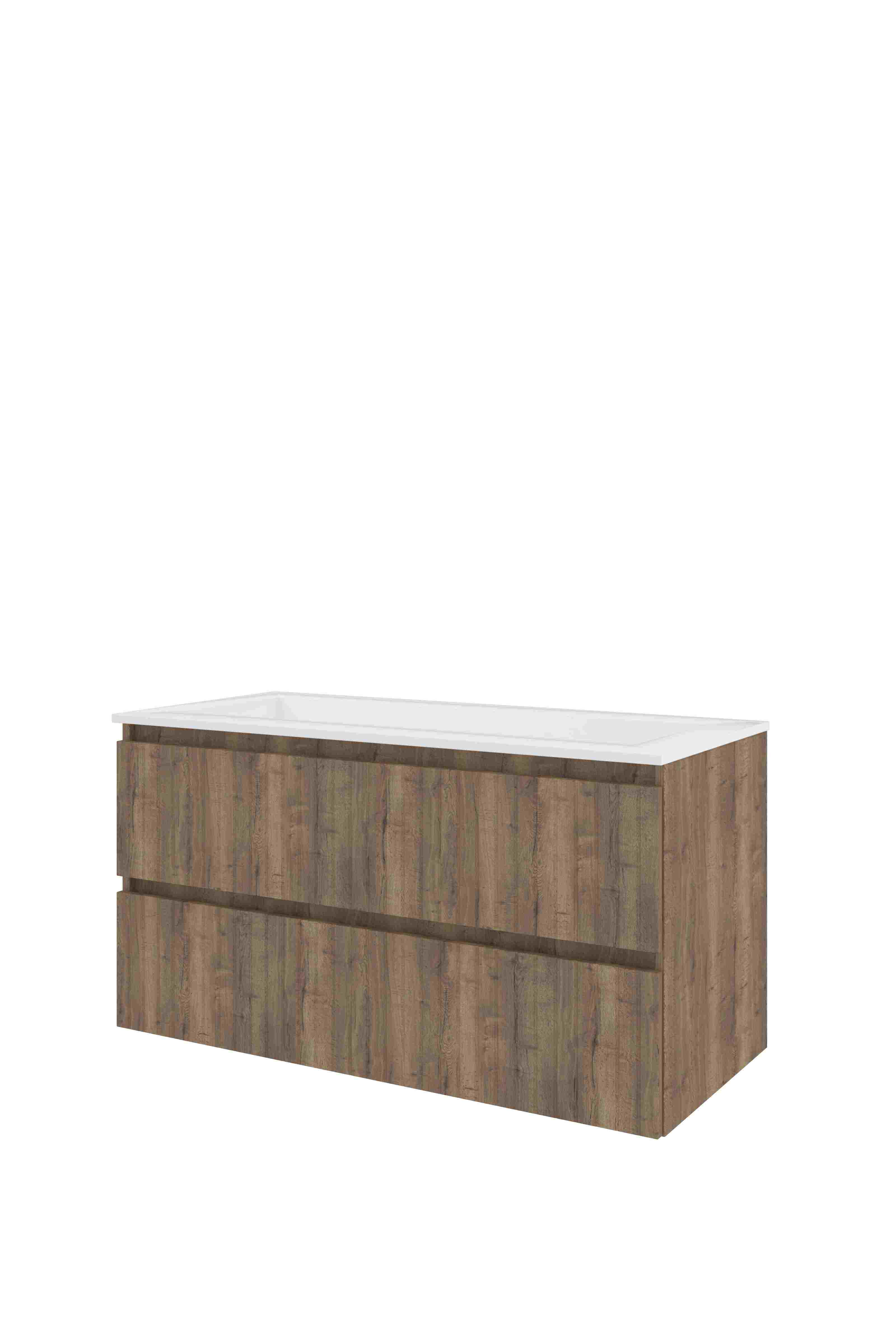 Proline Set polystone Elegant wast. z. krgt. en onderkast sym. gefr. 1818463 Terra oak/Glans wit 1000x460x540