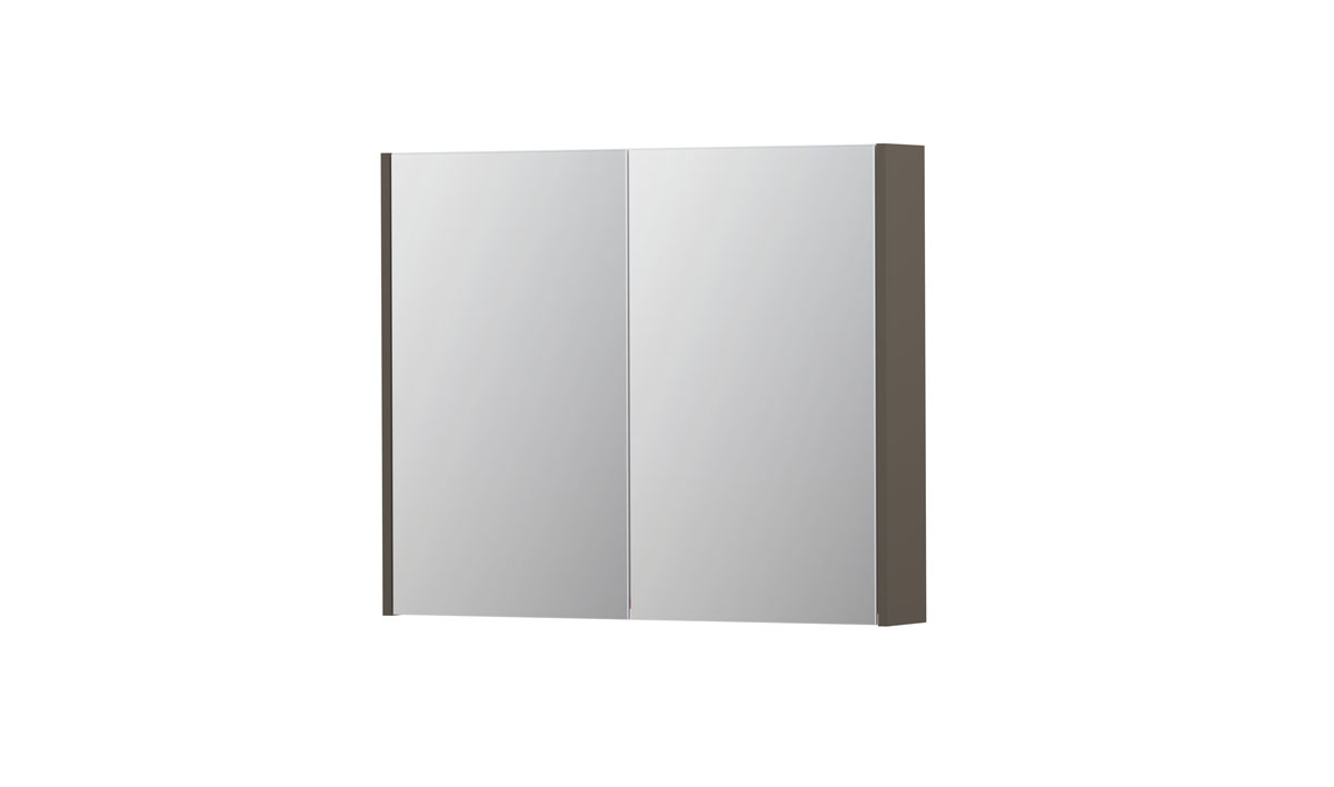 INK spiegelkast met 2 dubbelz. spiegeldeuren en stopc./schak. 1105254 Mat taupe H730xB900xD140