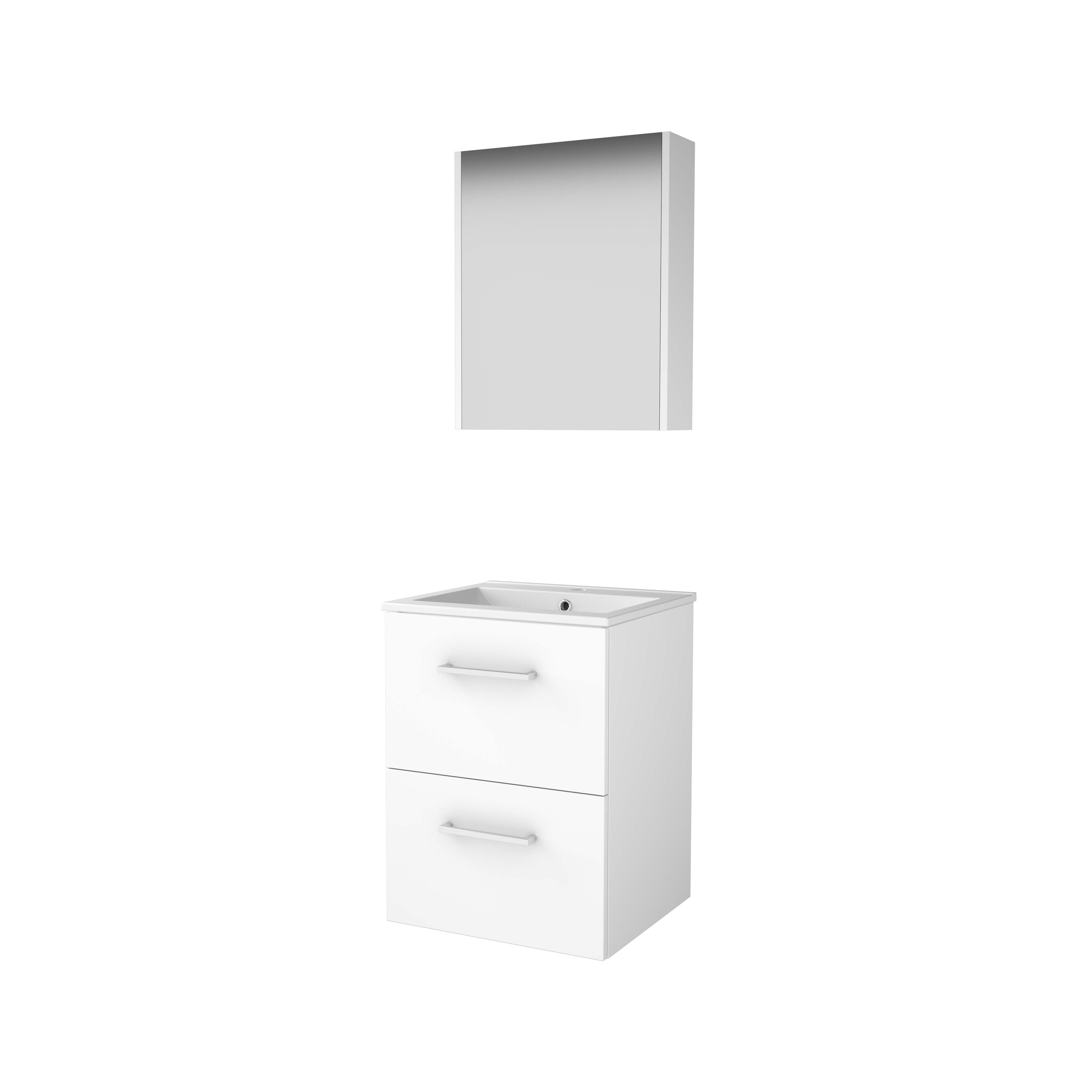 Basic Comfort 46 set 50x46cm met gr. 2 la keram. wast. 1 krgt. incl. kast C46GR50PIW Ice White