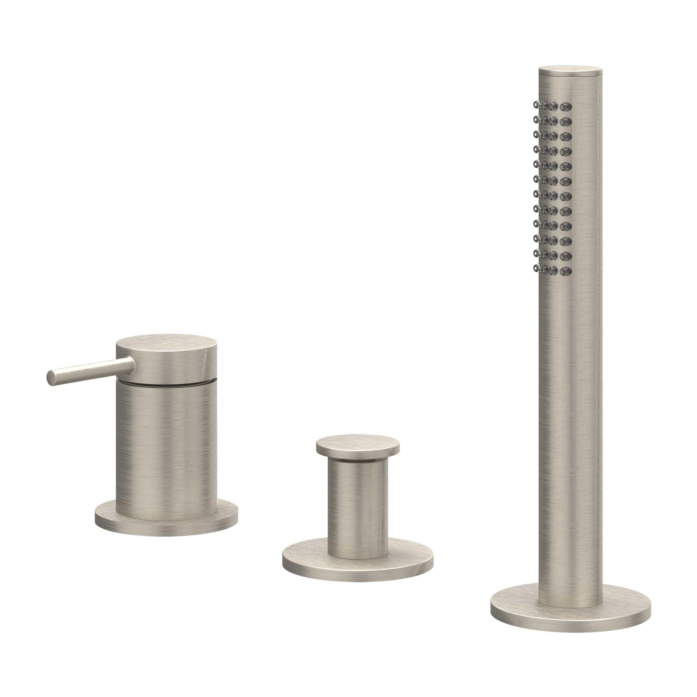 IVY Bond Badrandcombinatie 3-gats m/uittrekbare handd zonder uitloop 6301133 gebr. nickel PVD