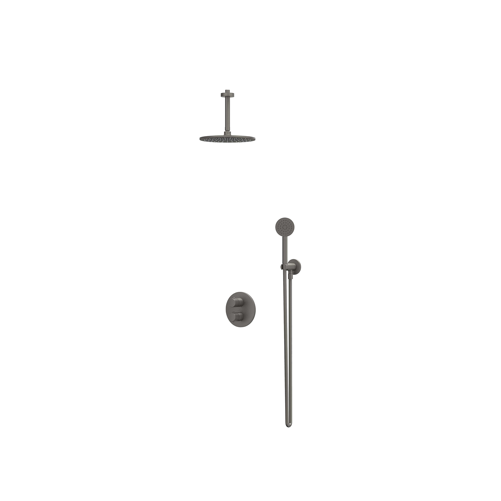 IVY Nexus set 2-weg st.omst. pl.b. 15cm R25cm houder m. uitl. slang 150cm + s.spr. hd. CSN2EXGMCEBA Geborsteld metal black PVD