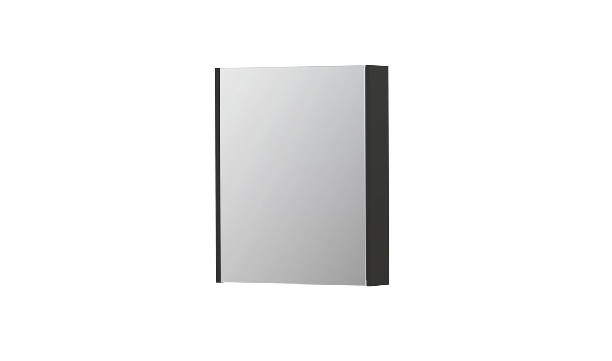 INK spiegelkast met 1 dubbelz. spiegeldeur en stopc./schak. 1105102 Mat antraciet H730xB600xD140