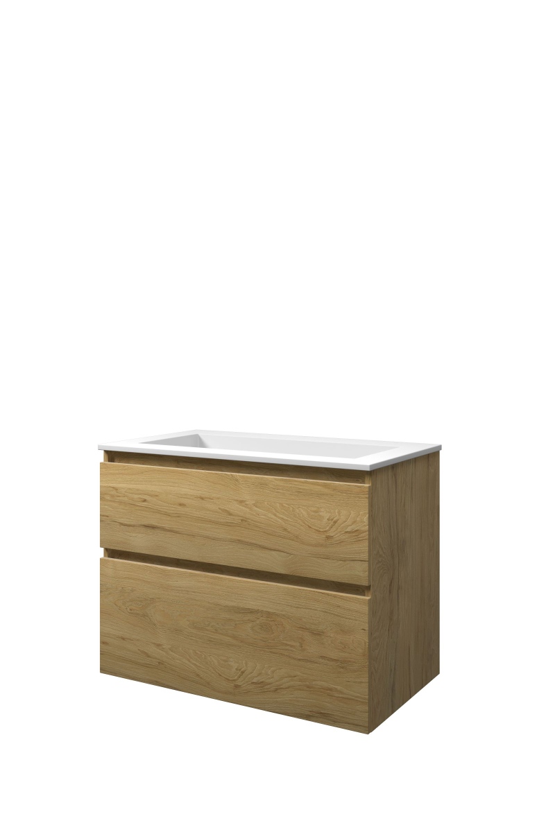 Proline set polystone Elegant wast. z. krgt. en onderk. a-sym. AMWC800IO Ideal oak/Mat wit H620xB800xD460