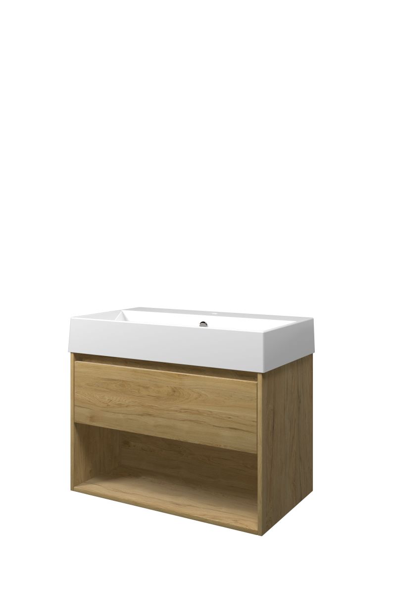 Proline set porselein Loft wast. met 1 krgt. en onderk. met schap ZGWA801IO Ideal oak/Glans wit H620xB800xD460