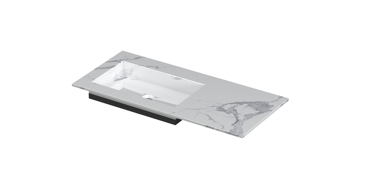INK Post wast. keramische slab envelop bak L zonder krgt. H10xB1000xD450 Statuario glans / 210163