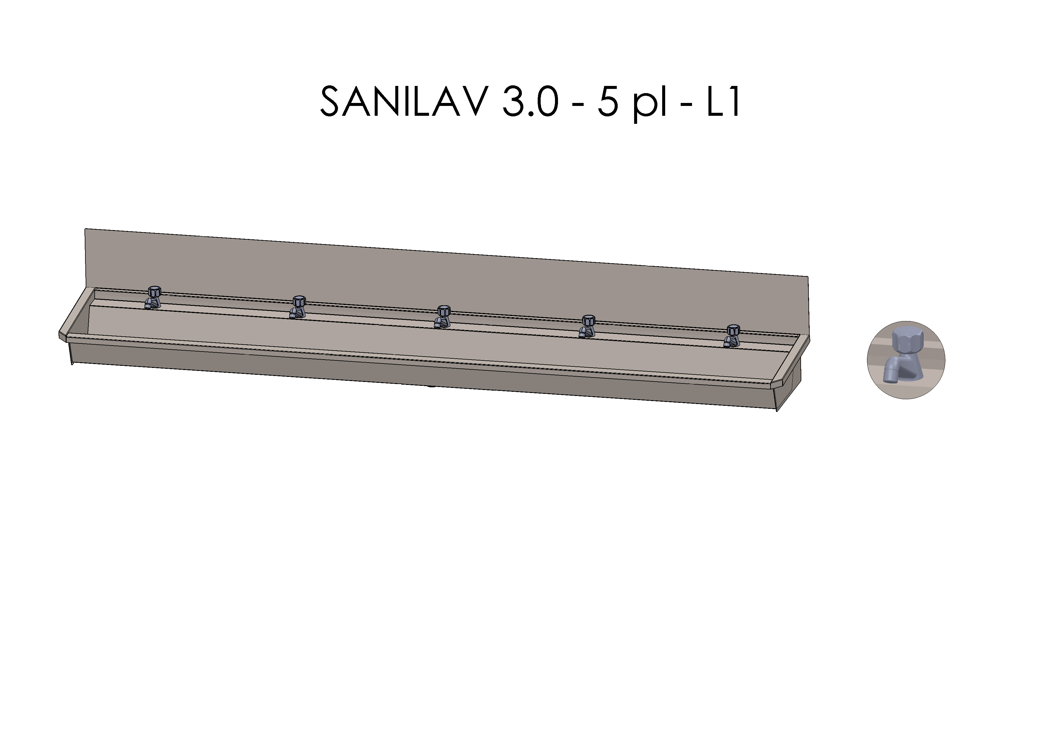 Intersan Sanilav muurwastrog rvs 5p 300 wast.krn SANILAV 3.0-5-L1