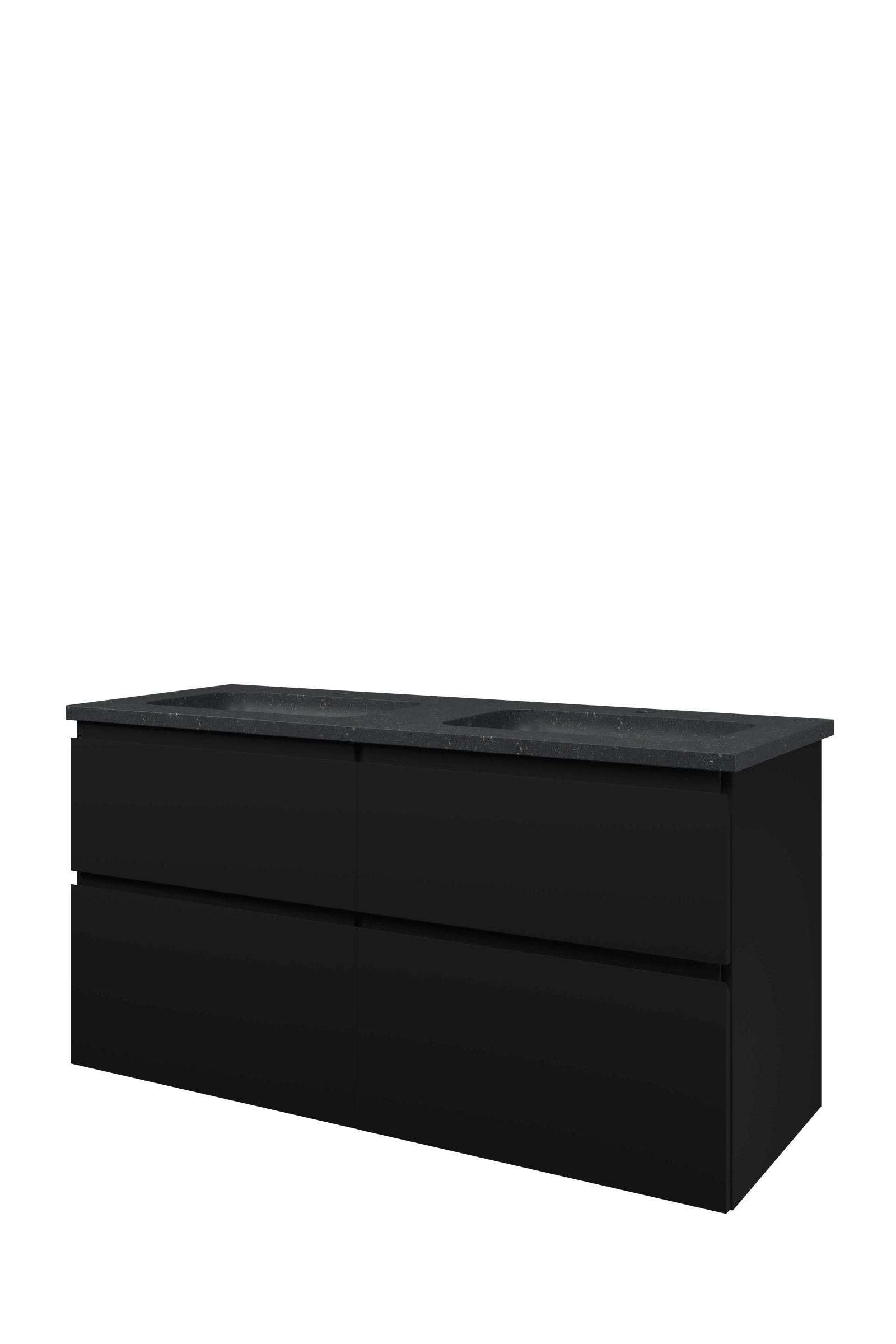Proline set hardsteen Elegant wast. met 2 krgt. en onderk. 4 laden a-sym. 1815896 Mat zwart/Blue stone H625xB1200xD460