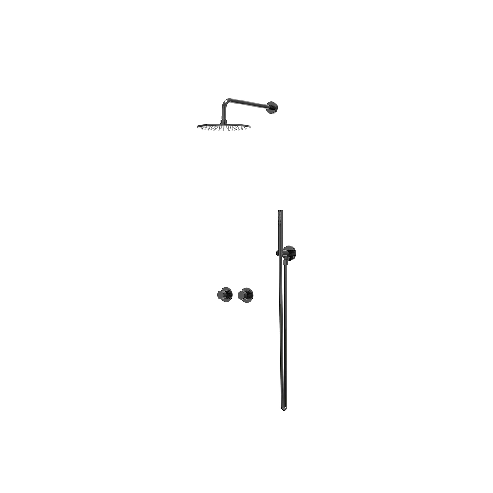 IVY Nexus set 2-weg st.omst. 40cm w.arm R25cm houder m. uitl. slang 150cm + staaf CSN3EXZCAEAA Zwart chroom PVD