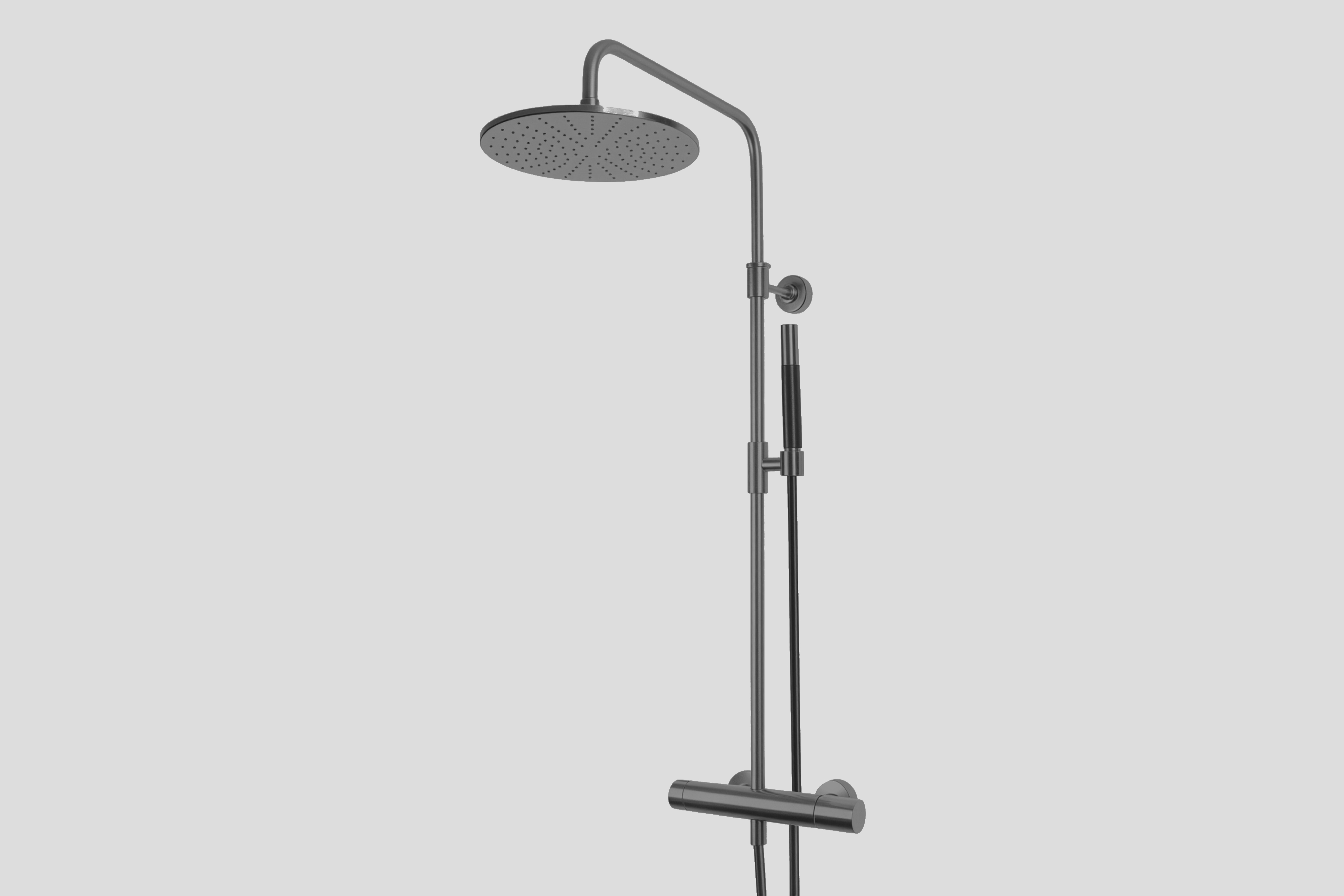 Lagoo Como Thermostatische douche set m. hoofddouche 250 mm en handdouche staaf CM5201GM Brushed Gun Metal PVD