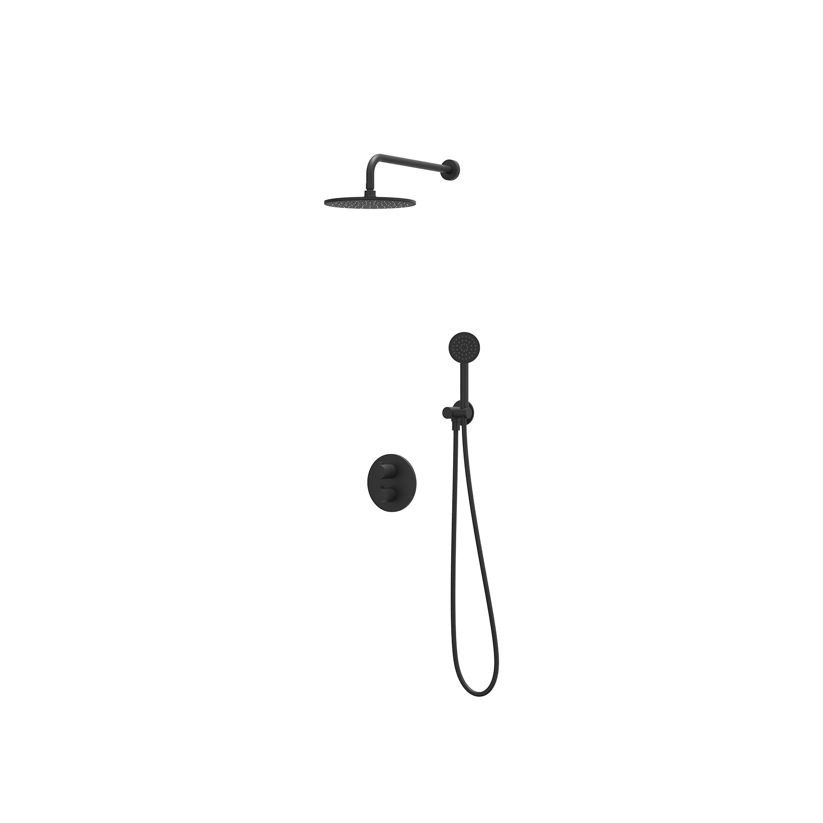 IVY Pact set 2-weg st.omst. w.arm R25cm verst. steun m. geint. uitl. slang 150cm + s.spr. hd. CSP2MZCEAC Mat zwart PED