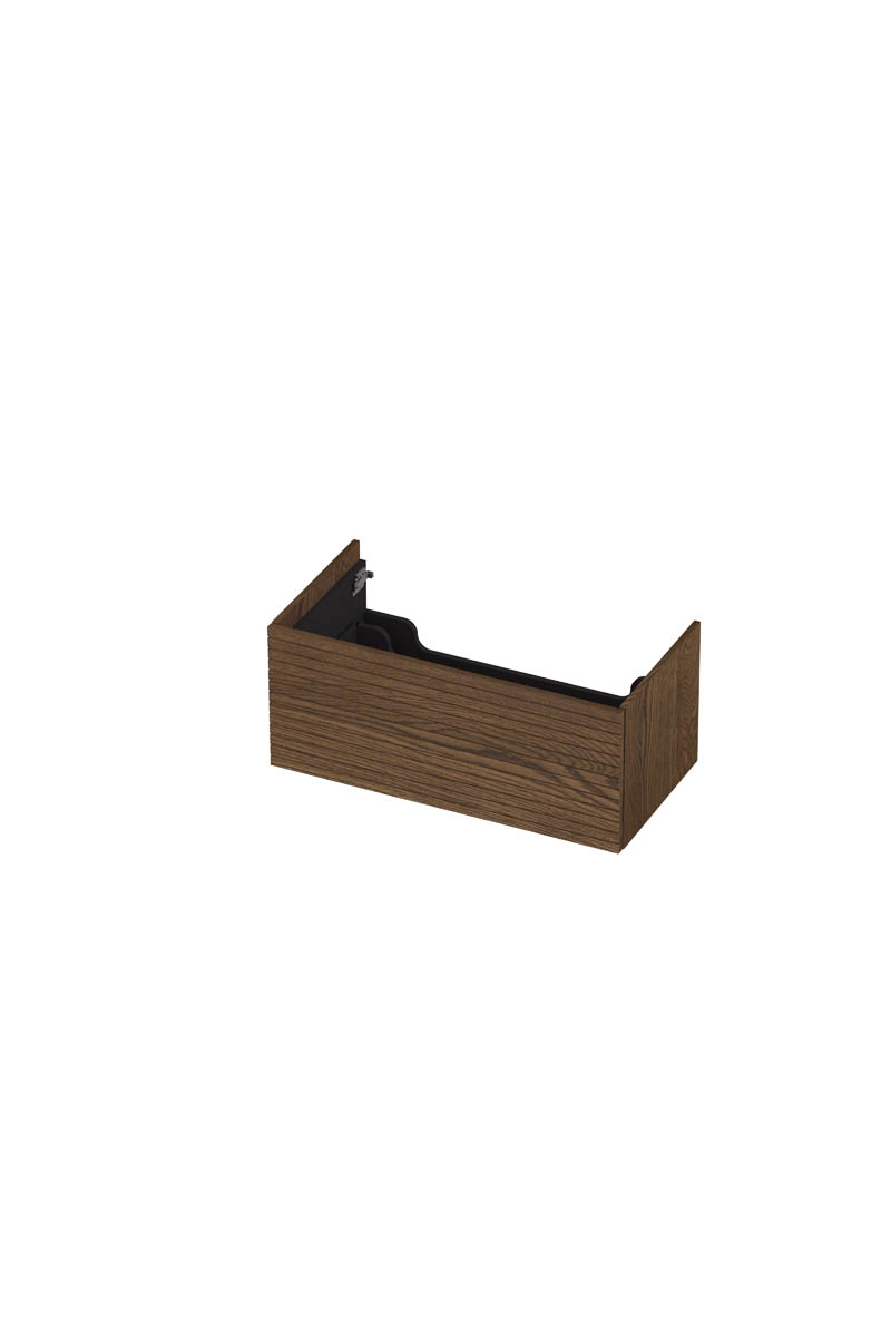 INK onderk. 1 lade push 2 open horizontaal gefreesd H376xB900xD450 Massief eiken chocolate / 1259682