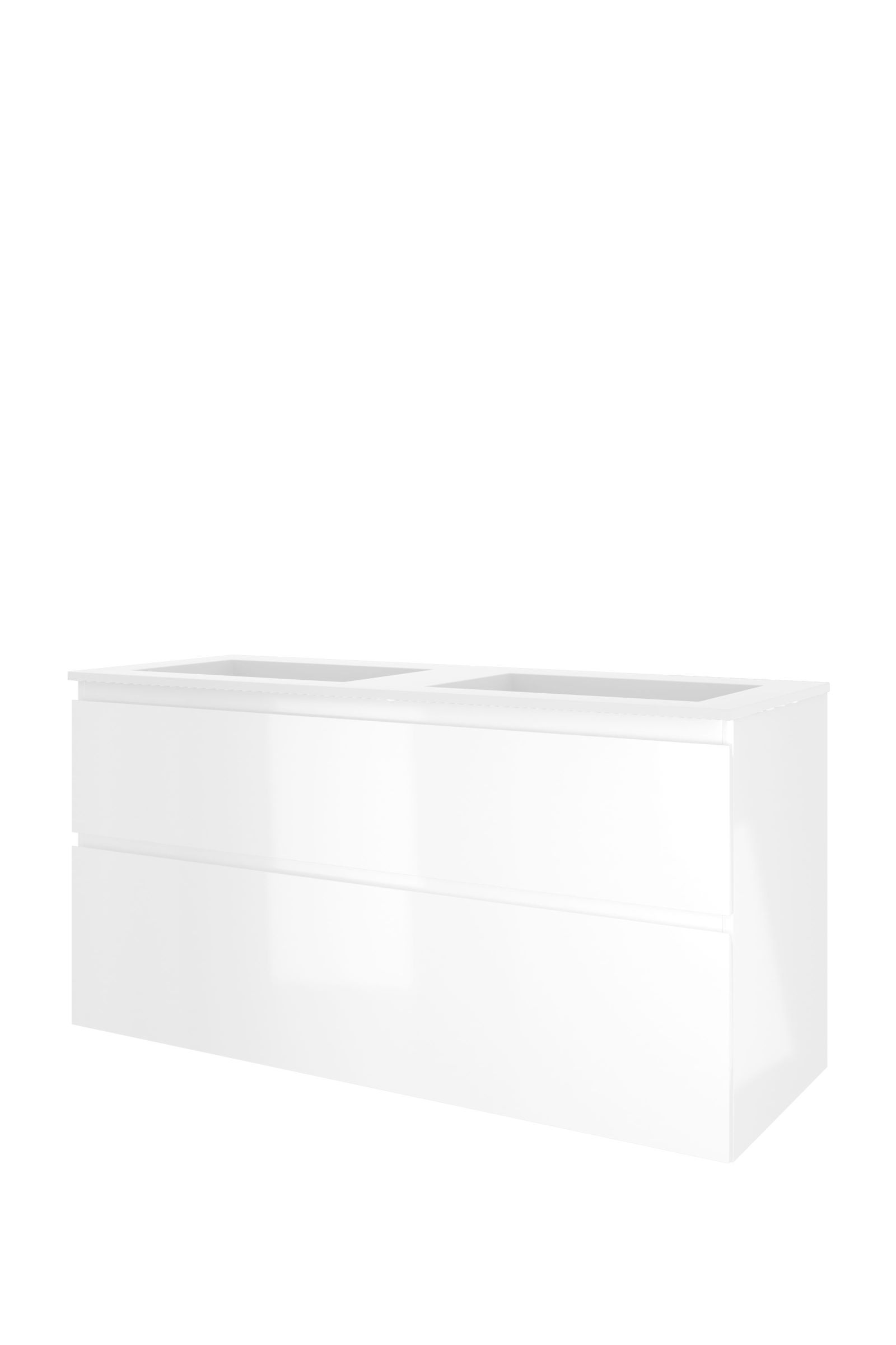 Proline set polystone Elegant wast. z. krgt. en onderk. a-sym. AMWC120D0GW Glans wit/Mat wit H620xB1200xD460