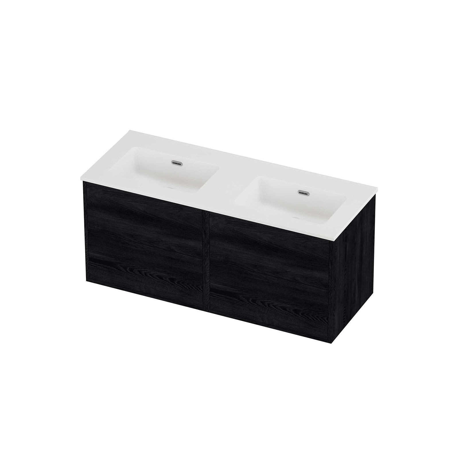 Proline Set porselein Elegant wast. dub. wasbak z. krgt. en onderk. tbv gr. 4 la sym. in kader TMWF2x600BO Matt White/Black oak 120x46x54