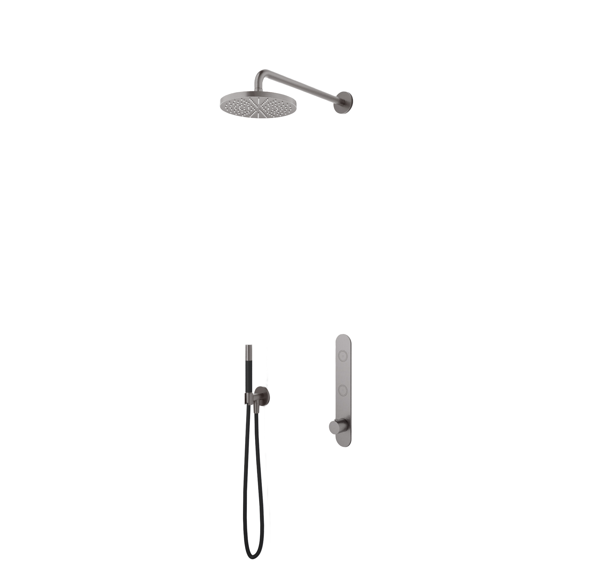 Hotbath IBS24 2 pushbuttons verticaal 3s handd 15cm plfbuis 30cm hoofddouche glijst IBS24CR1257 Chroom