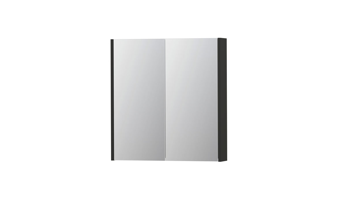 INK spiegelkast met 2 dubbelz. spiegeldeuren en stopc./schak. 1105152 Mat antraciet H730xB700xD140