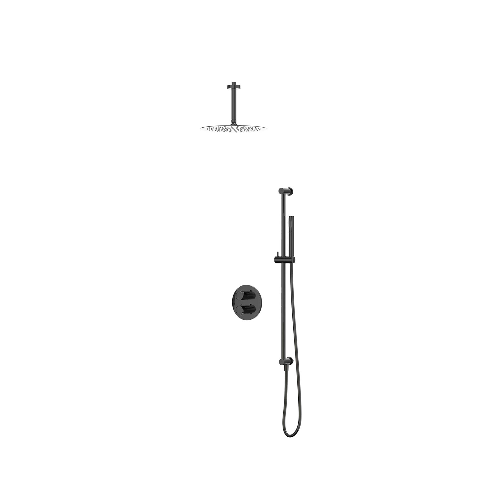 IVY Bond Inbouwset 2-weg plaf-15 30cm sl glijst. uitlaat en staafhdd CSB2ZCACBB Zwart chroom PVD