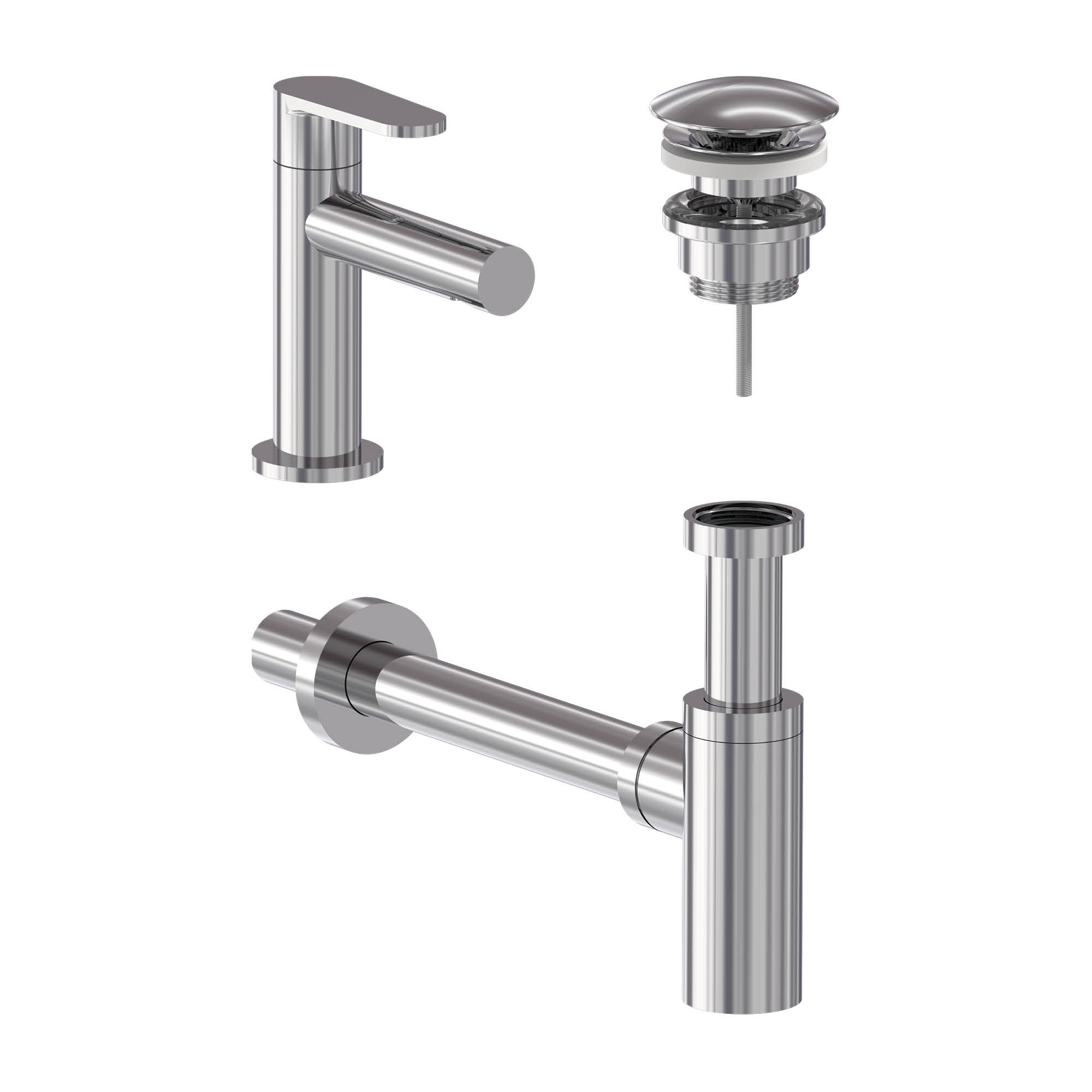 MAY Forma set Fonteinkraan model S plug always open en designsifon 6803101 Chroom