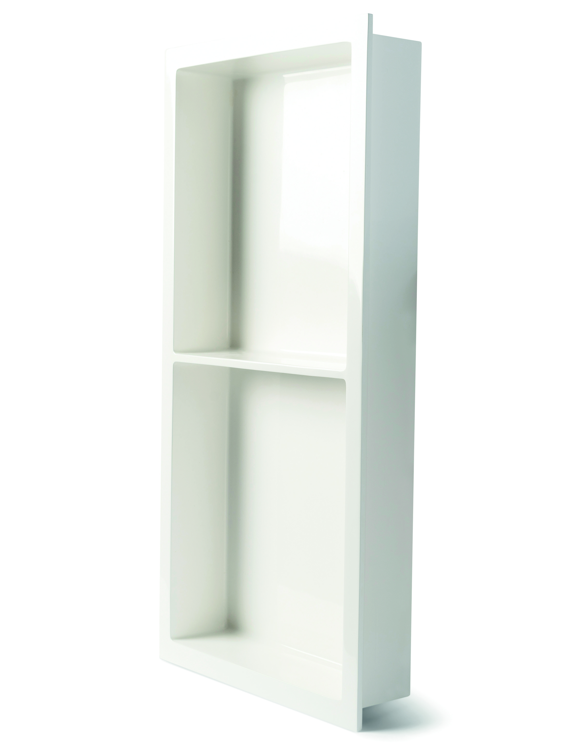 Luca inbouwnis MET FLENS 59.5x29.5x7cm met 2 schappen mineral stone Glans wit LUVA1433