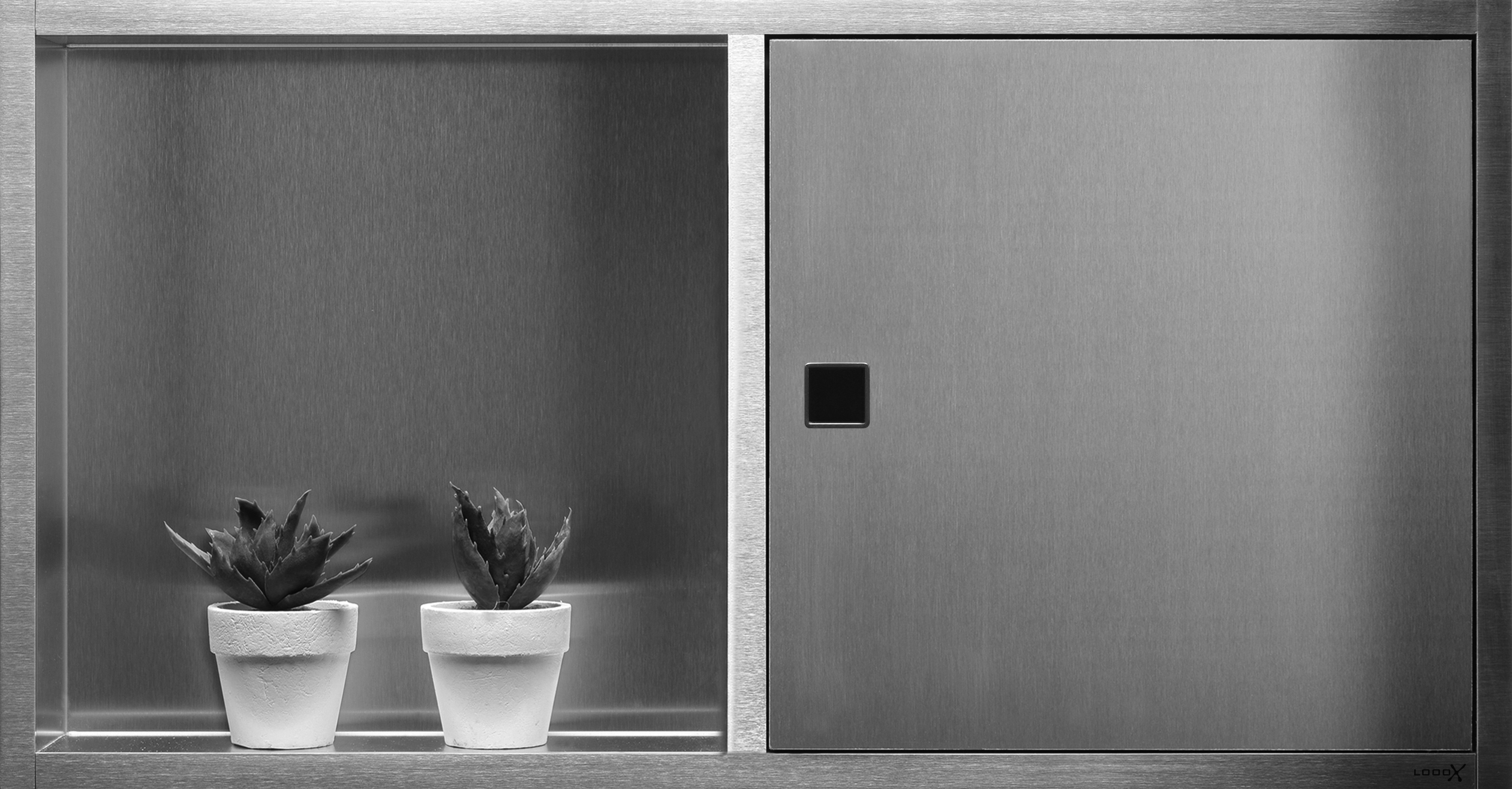 LoooX inbouwnis 600 x 300 mm 10 cm met deur RVS geborsteld BOX60D-10