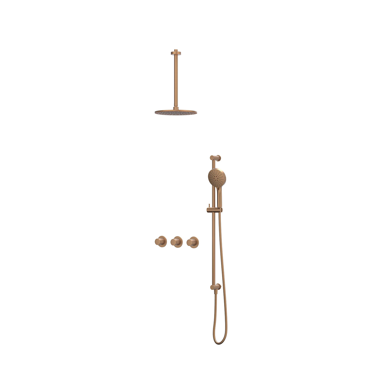 IVY Bond Inbouwset 2 stopkr.  plaf-30 25cm me glijst.  en 3-st handd CSB4GKBECB gebr. mat koper PVD