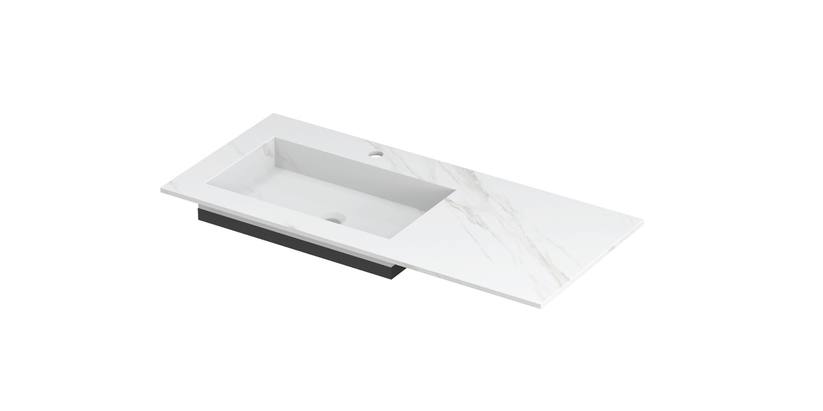 INK Post wast. keramische slab envelop bak L m. 1 krgt. H10xB1000xD450 Calacatta mat / 210170