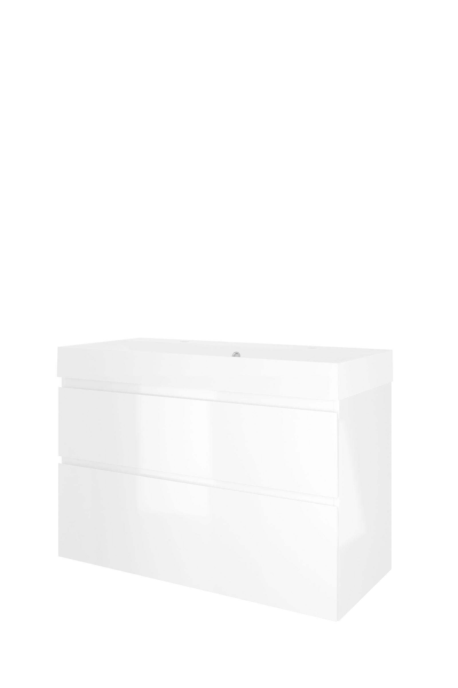 Proline set polystone Loft wast. met 2 krgt. en onderk. a-sym. 1817134 Glans wit/Mat wit H700xB1000xD460