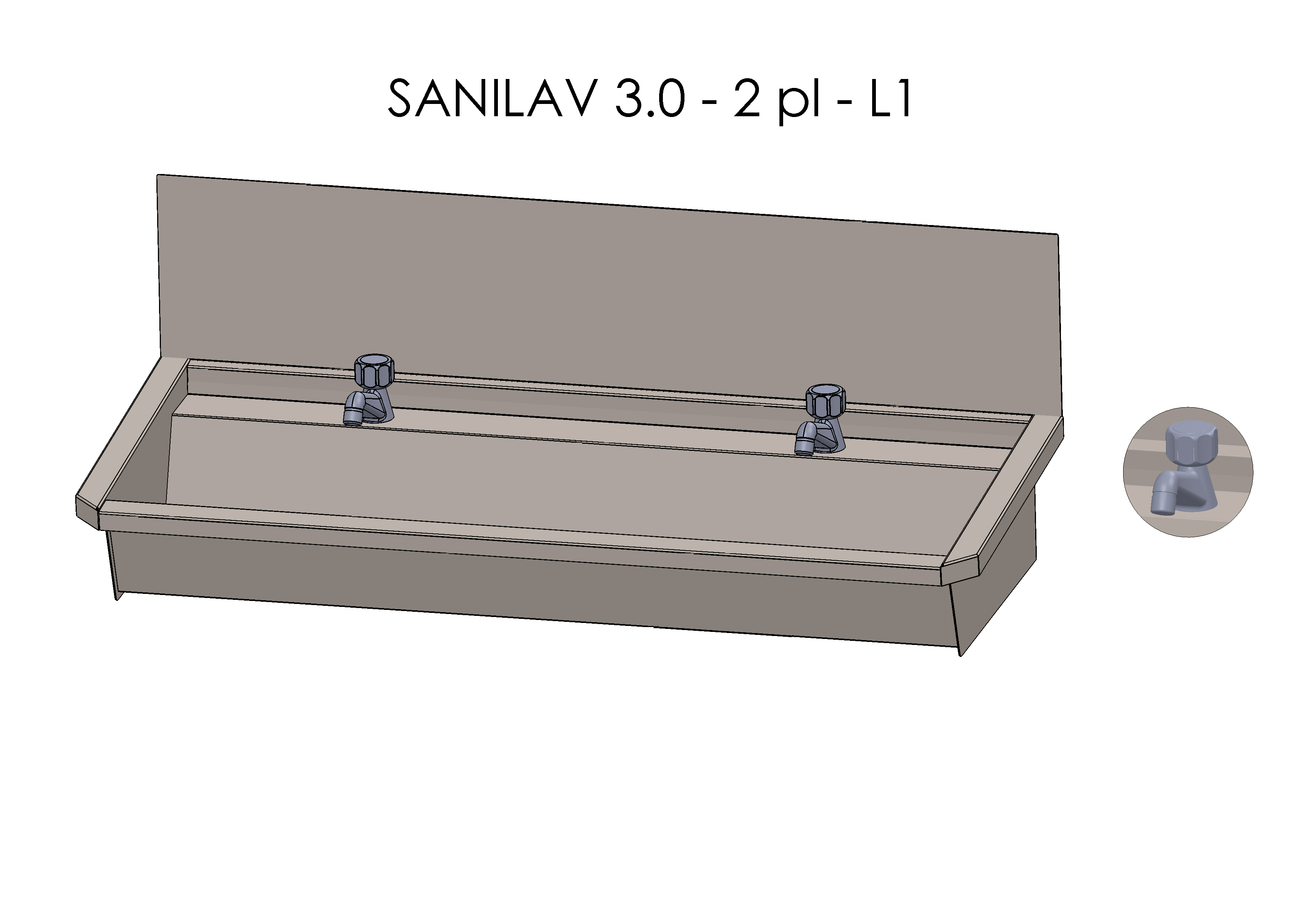 Intersan Sanilav muurwastrog rvs 2p 120 wast.krn SANILAV 3.0-2-L1