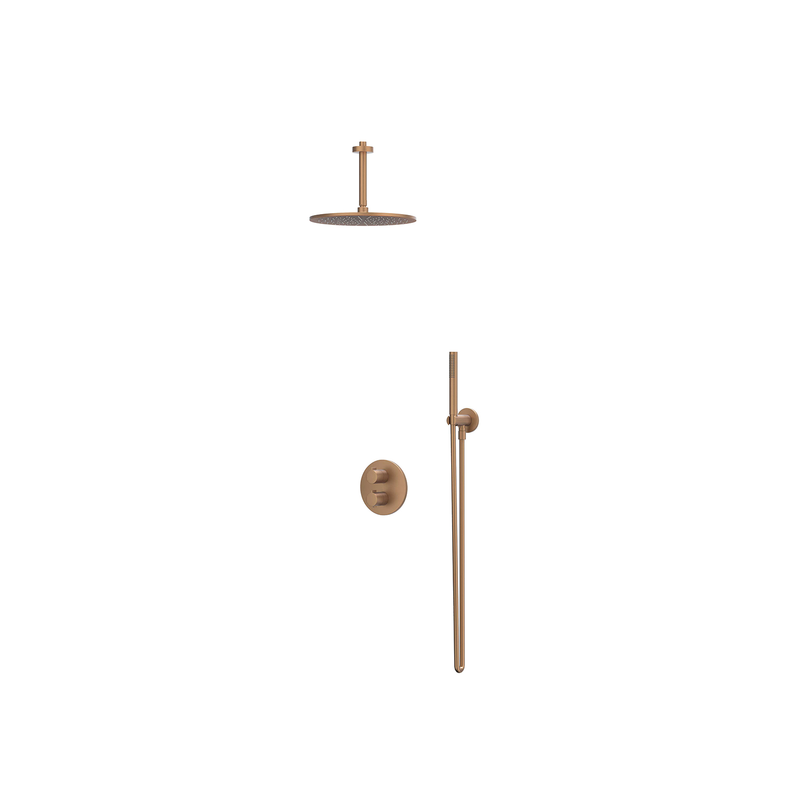 IVY Pact set 2-weg st.omst. pl.b. 15cm R30cm houder m. uitl. slang 150cm + staaf CSP2EXGKAFBA Geborsteld mat koper PVD