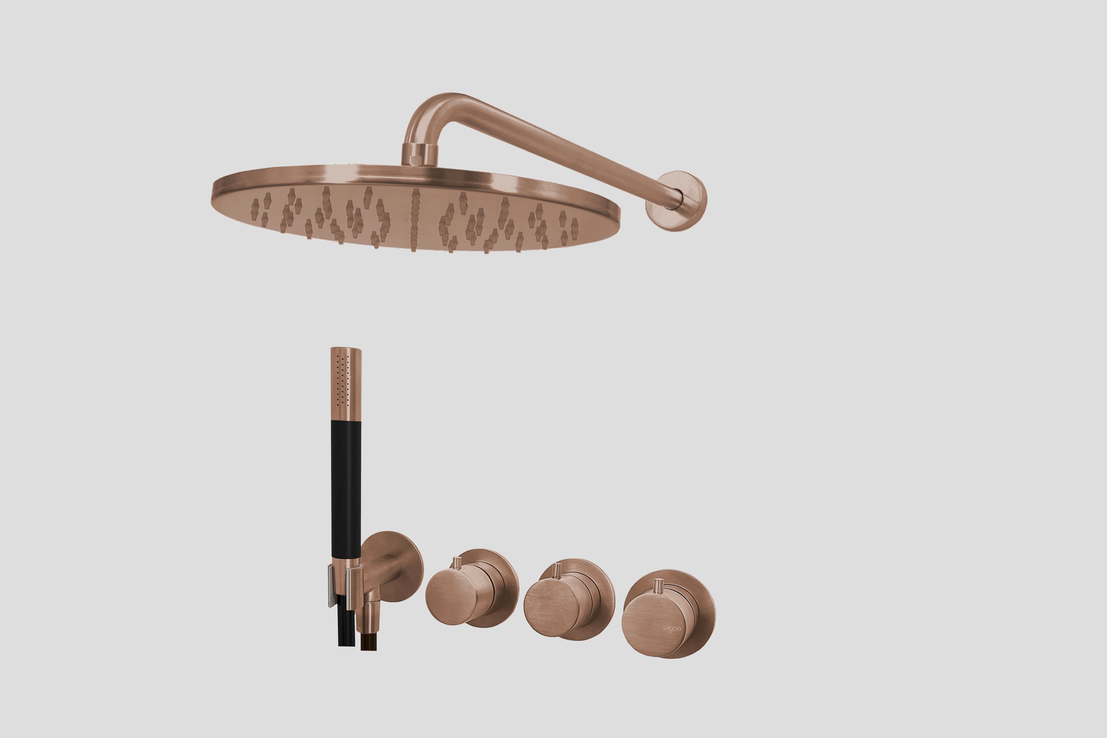 Lagoo Garda Lagoo Voordeel Set: thermostatische douche set Tripple7 LVS3BK Brushed Copper PVD
