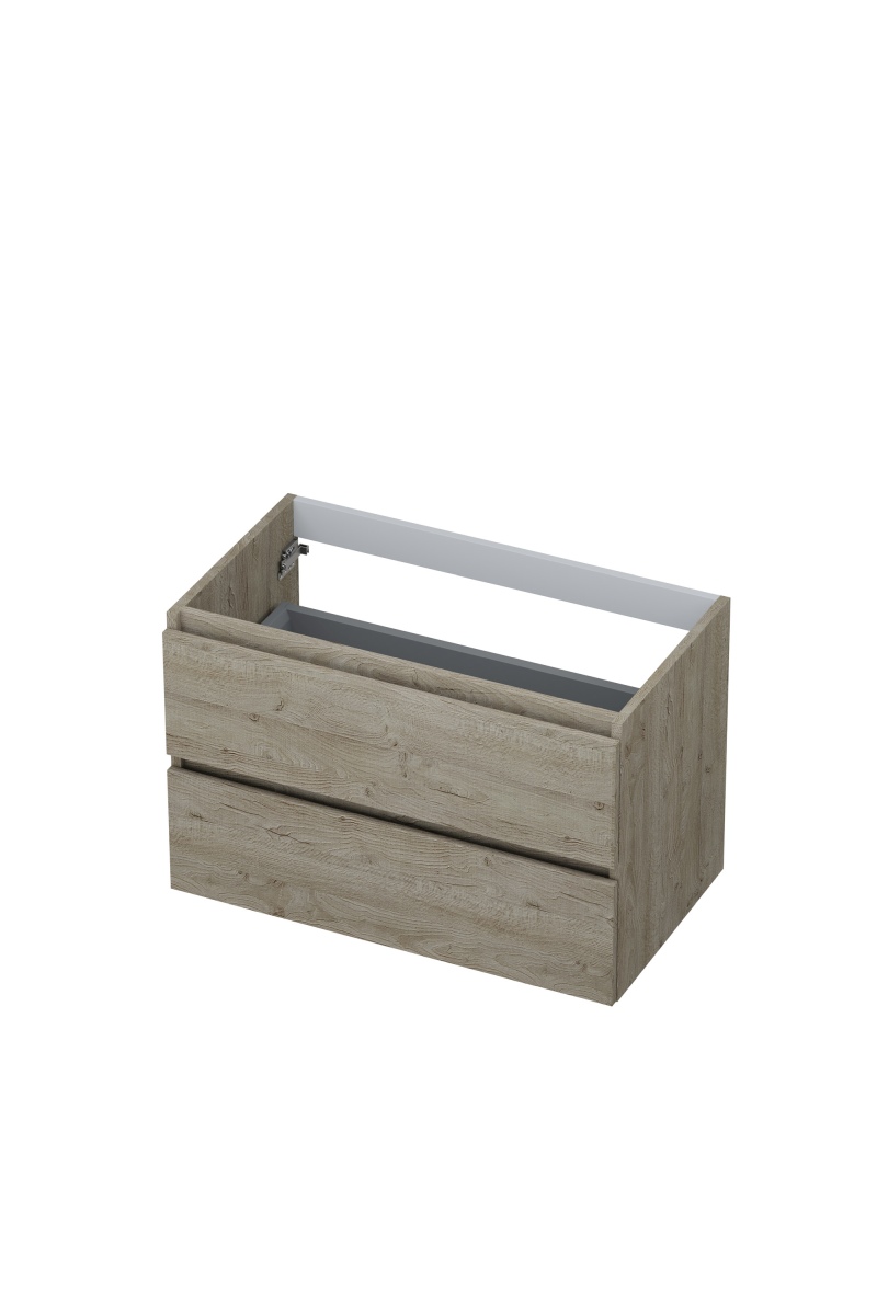 INK onderk. 2 laden greepl. met houten keerlijst 1257129 Greige eiken H520xB800xD450