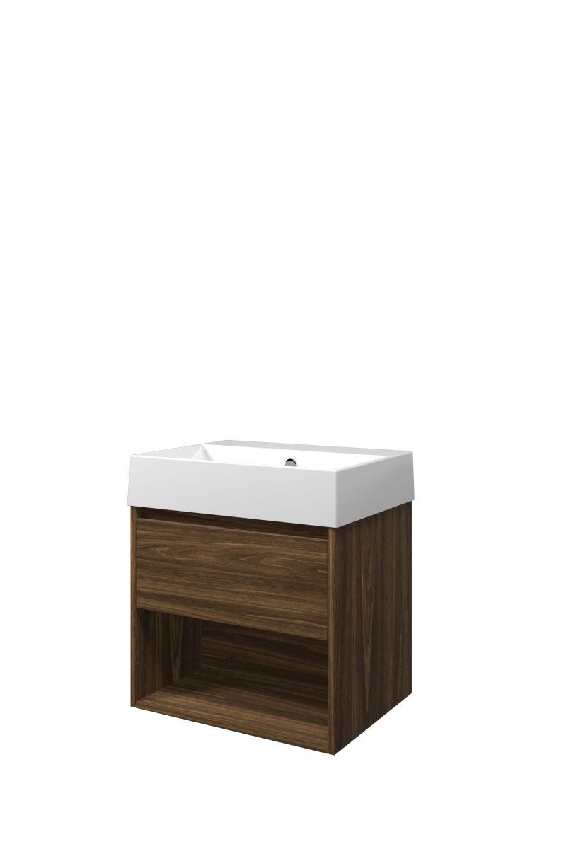 Proline set porselein Loft wast. z. krgt. en onderk. met schap ZGWA600CA Cabana oak/Glans wit H620xB600xD460