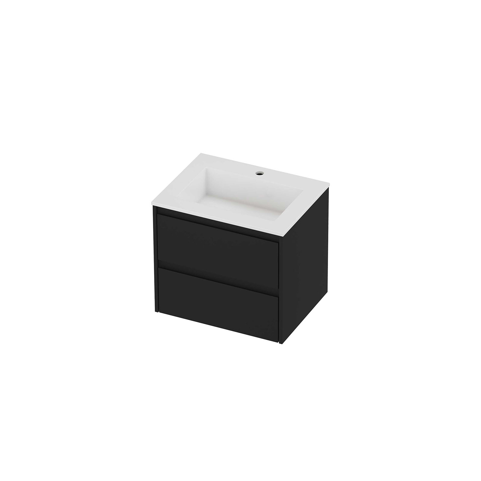 Proline set polystone Elegant wast. met 1 krgt. en onderk. sym. AGWB601MZ Mat zwart/Glans wit H540xB600xD460