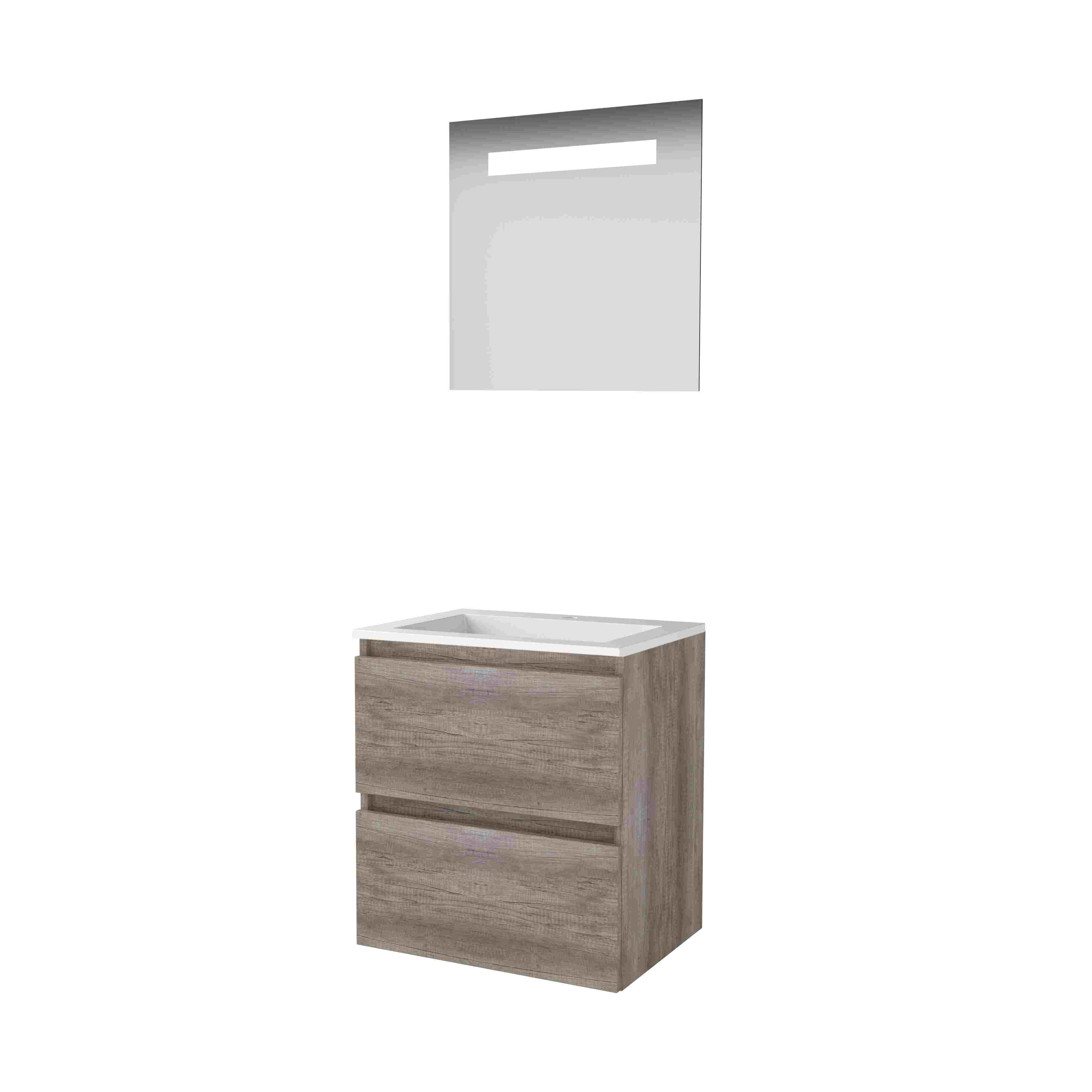 Basic Economic 46 set 60x46cm greepl. 2 la Acryl wast. 1 krgt. incl. spiegel m. verl. E46GL60A1SO Scotch Oak