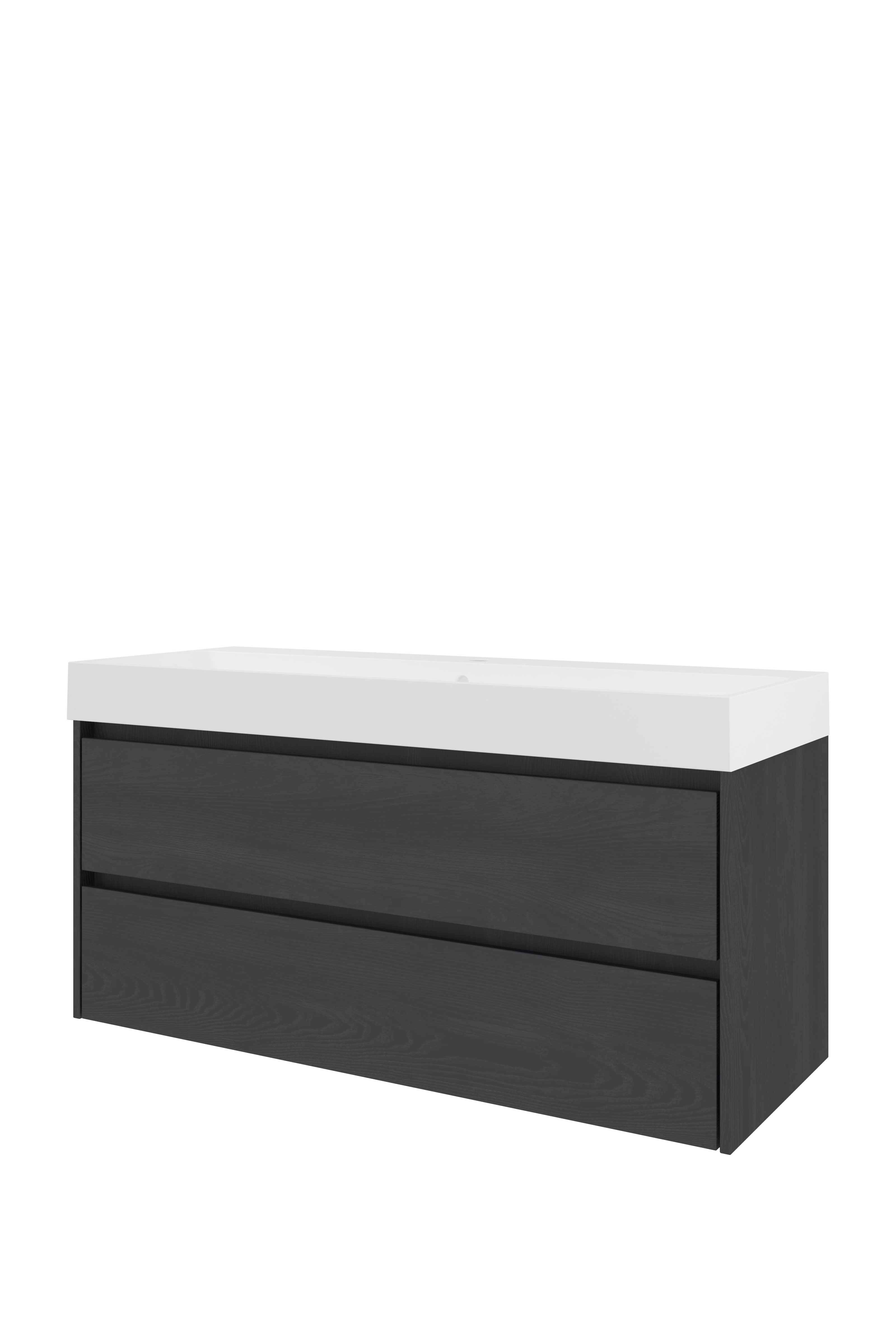 Proline Set polystone Loft wast. met 1 krgt. en onderkast sym. PMWB1201BO Black oak/Mat wit 1200x460x620