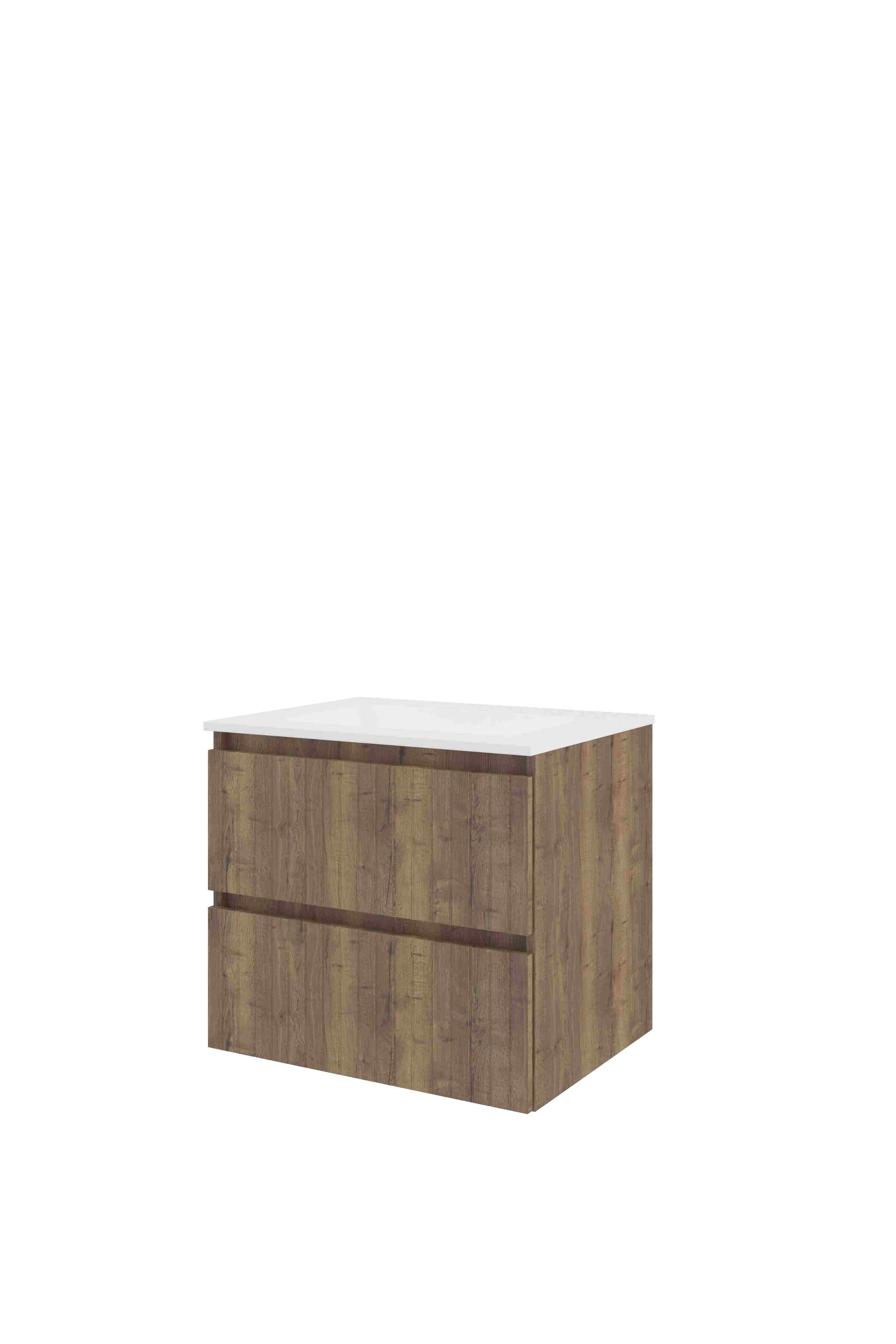 Proline Set polystone Elegant wast. z. krgt. en onderkast sym. gefr. AMWD600TO Terra oak/Mat wit 600x460x540