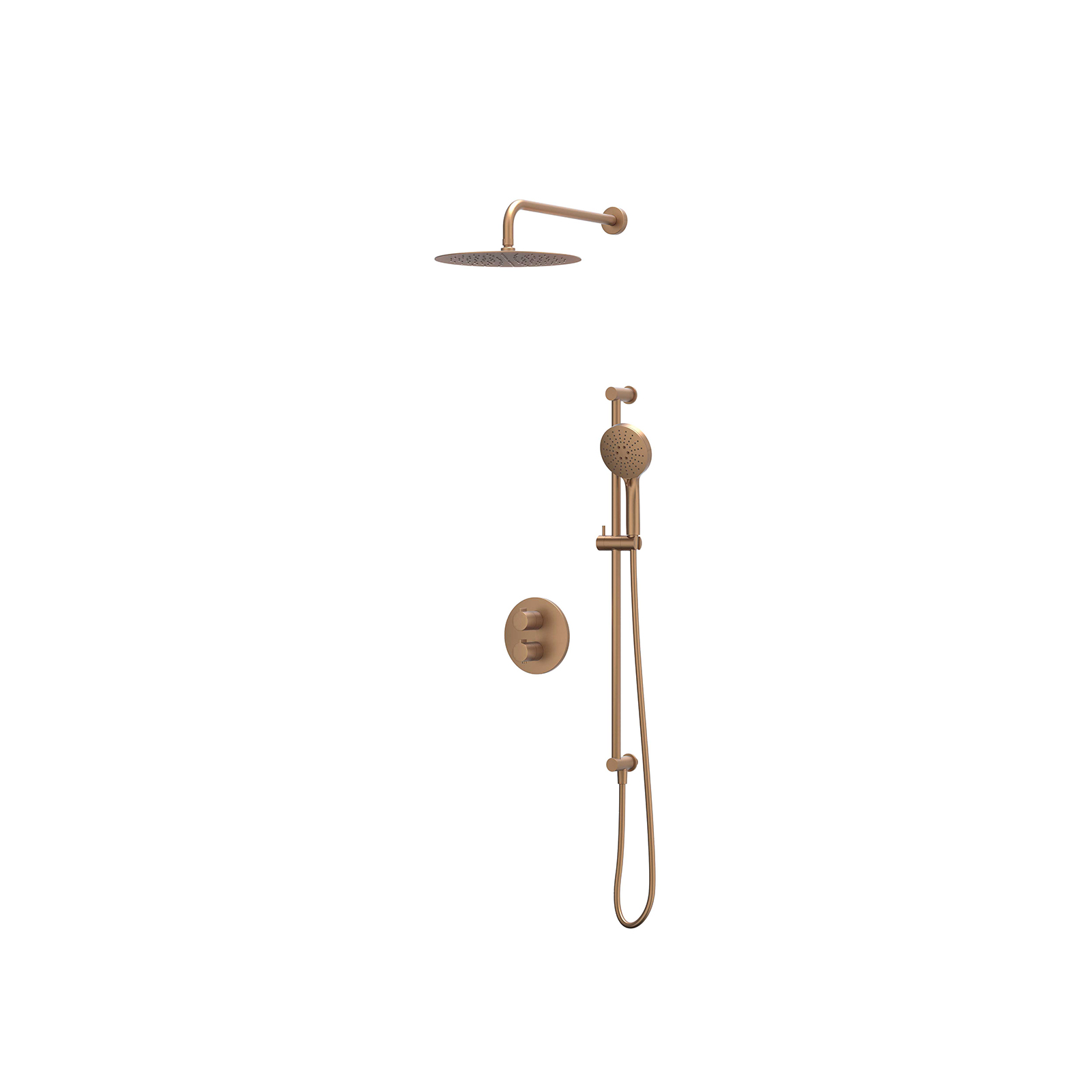 IVY Pact Inbouwset 2-weg w-arm 30cm sl glijst. uitlaat en 3-st handd CSP2GKBCAB gebr. mat koper PVD