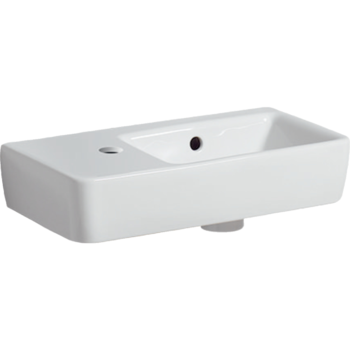 Geberit Renova compact wastafel compact 50x25cm m. kraangat link m.overl. 276350000 wit