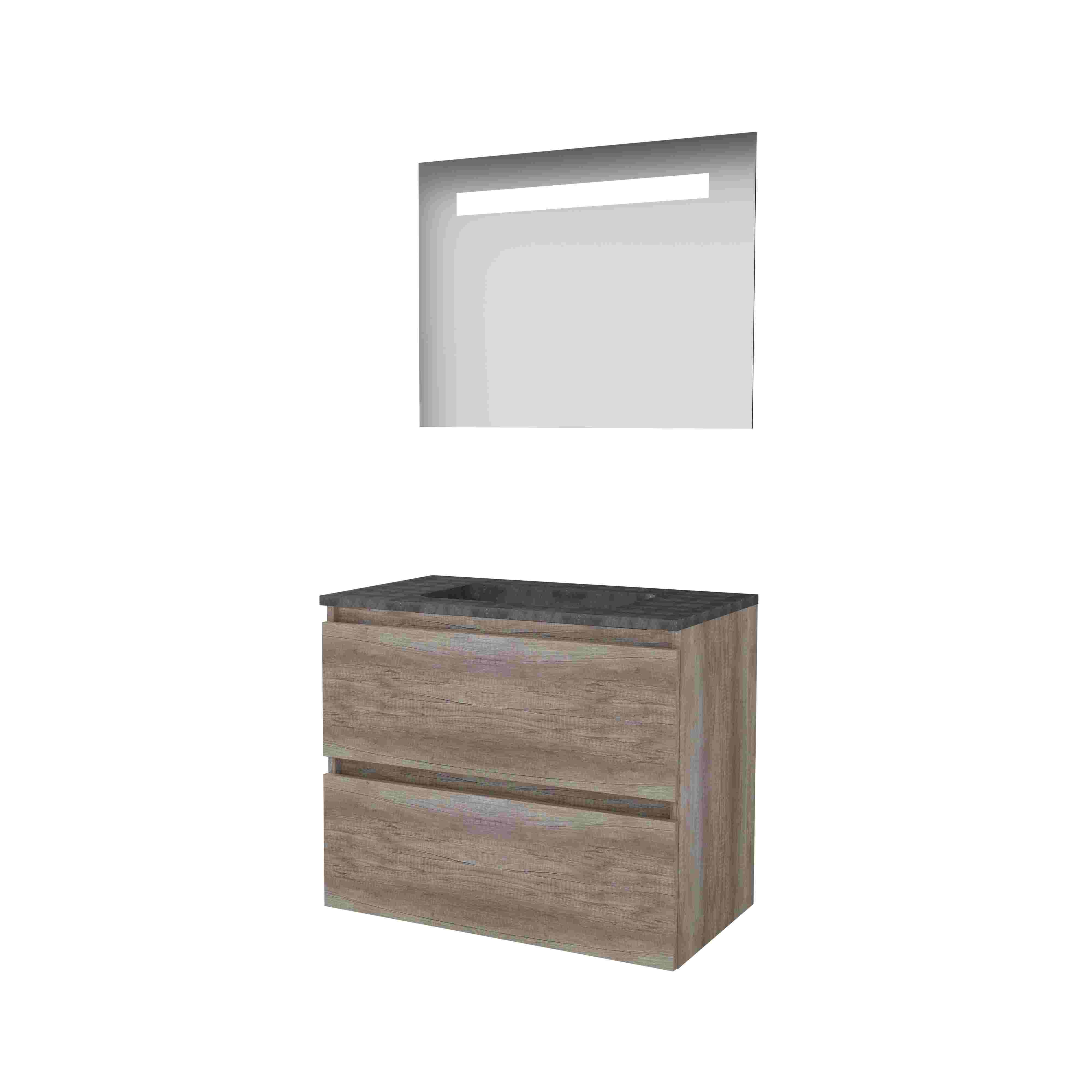 Basic Econom. 46 onderk. GL incl. 2 la + hardst. wast. incl. 1 krgt. incl. spg. m. geint. Led B800xD460 Scotch Oak / 1813071