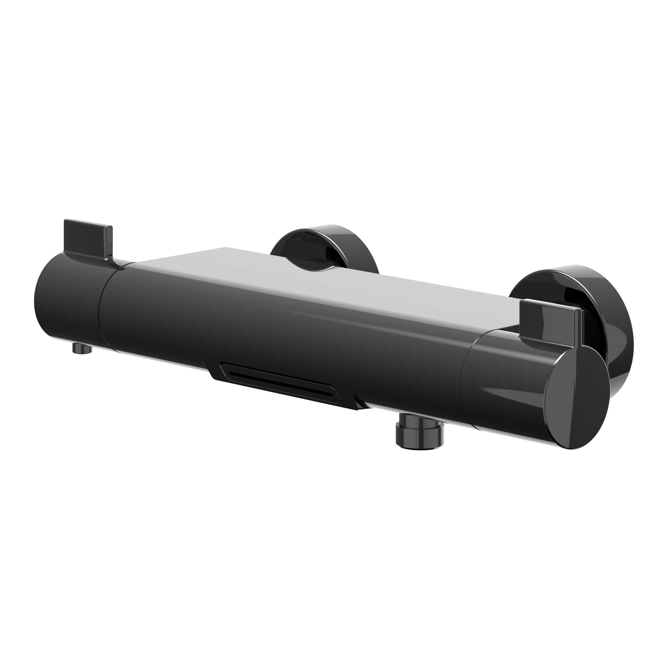 IVY Pact Badthermostaatkraan opbouw cooltouch met cascade uitloop 6302057 Zwart chroom PVD