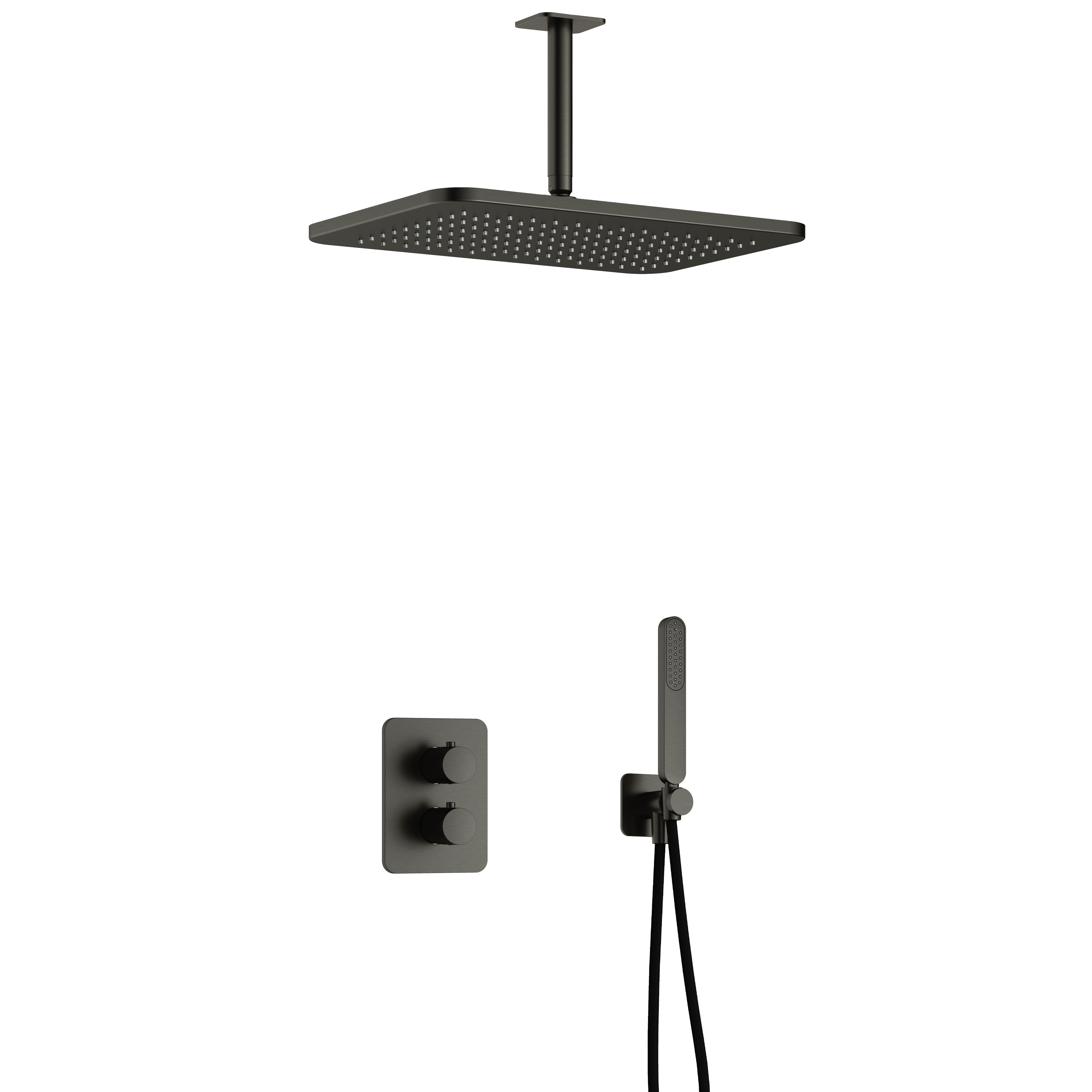 Hotbath Gal inbouwset m. 2-weg stop-omst. m. plaf. buis en GL106 IBS40ABGP25 Geborsteld Gunmetal PVD