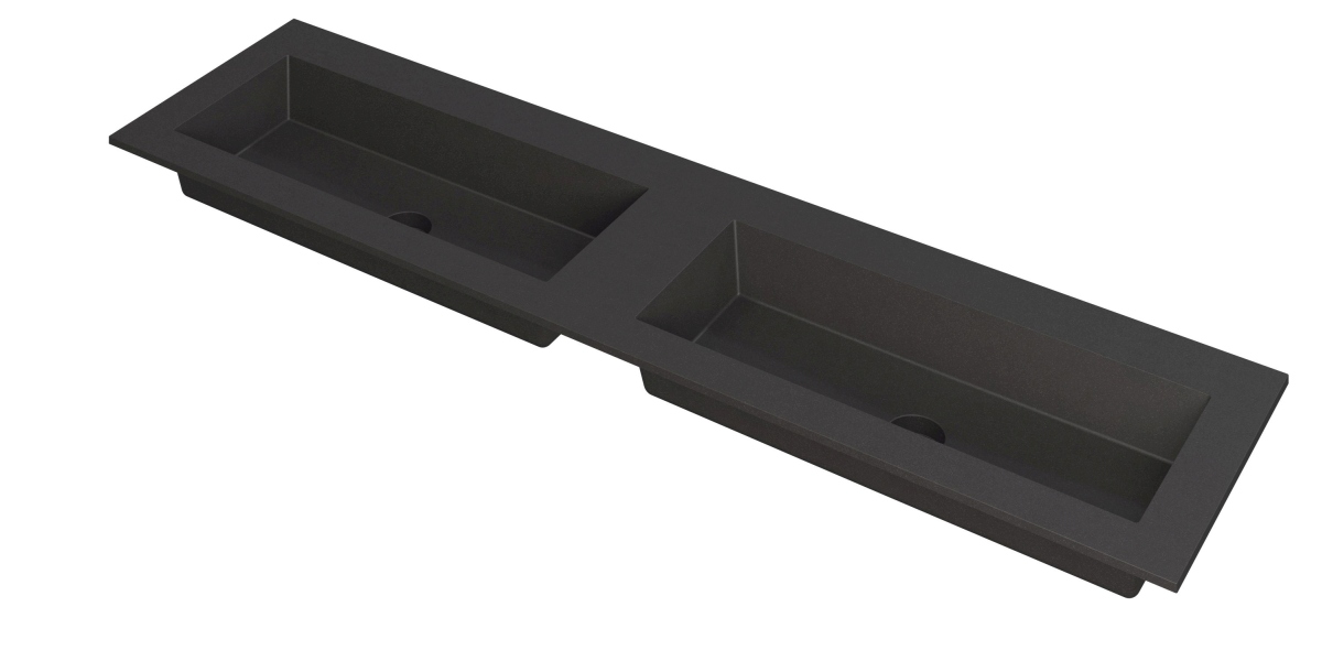 INK Kraft wastafel dubbele bak z. krgtn 3417393 Quartz zwart H10xB1800xD450