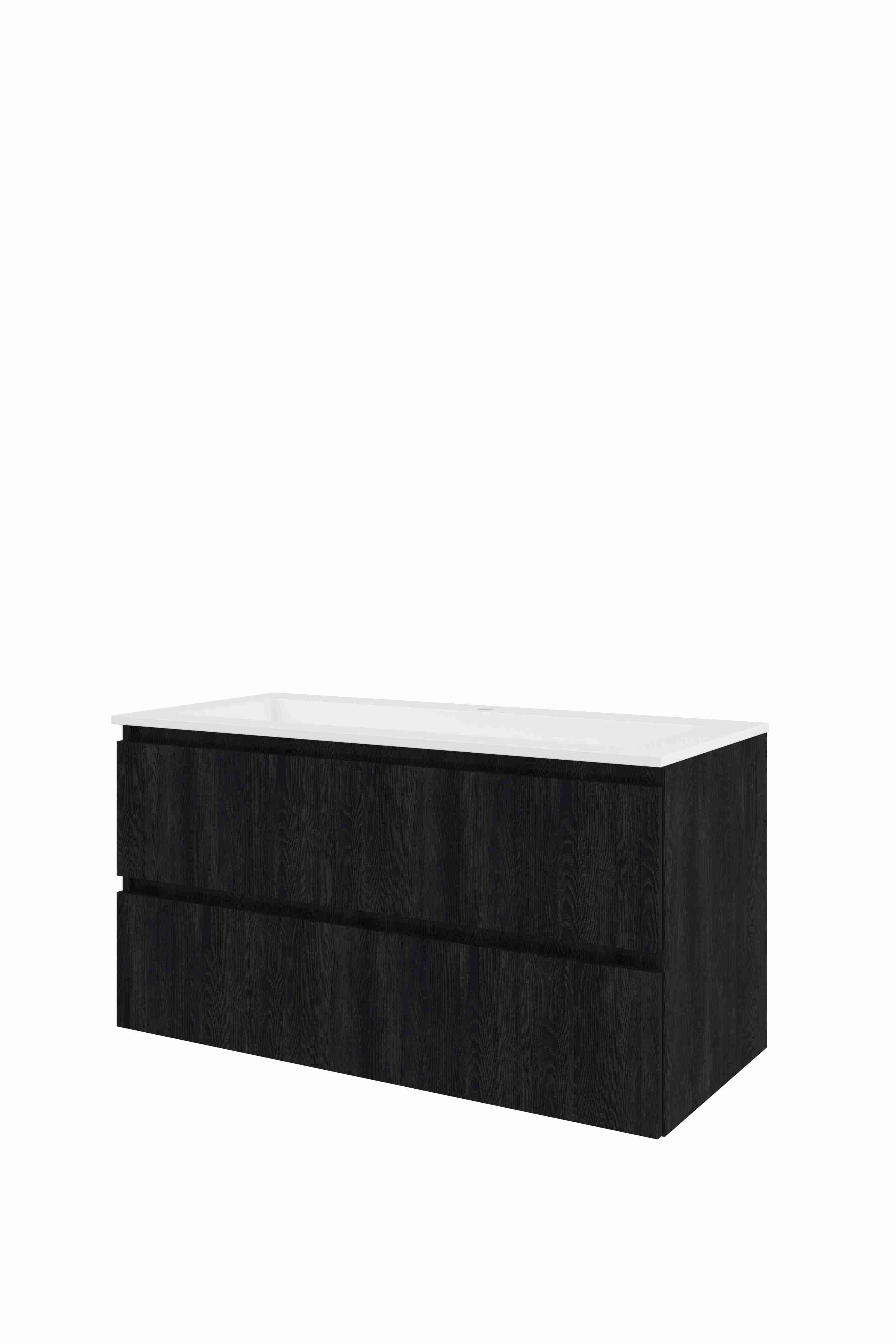 Proline Set polystone Elegant wast. met 1 krgt. en onderkast sym. gefr. AGWD1001CH Charcoal oak/Glans wit 1000x460x540