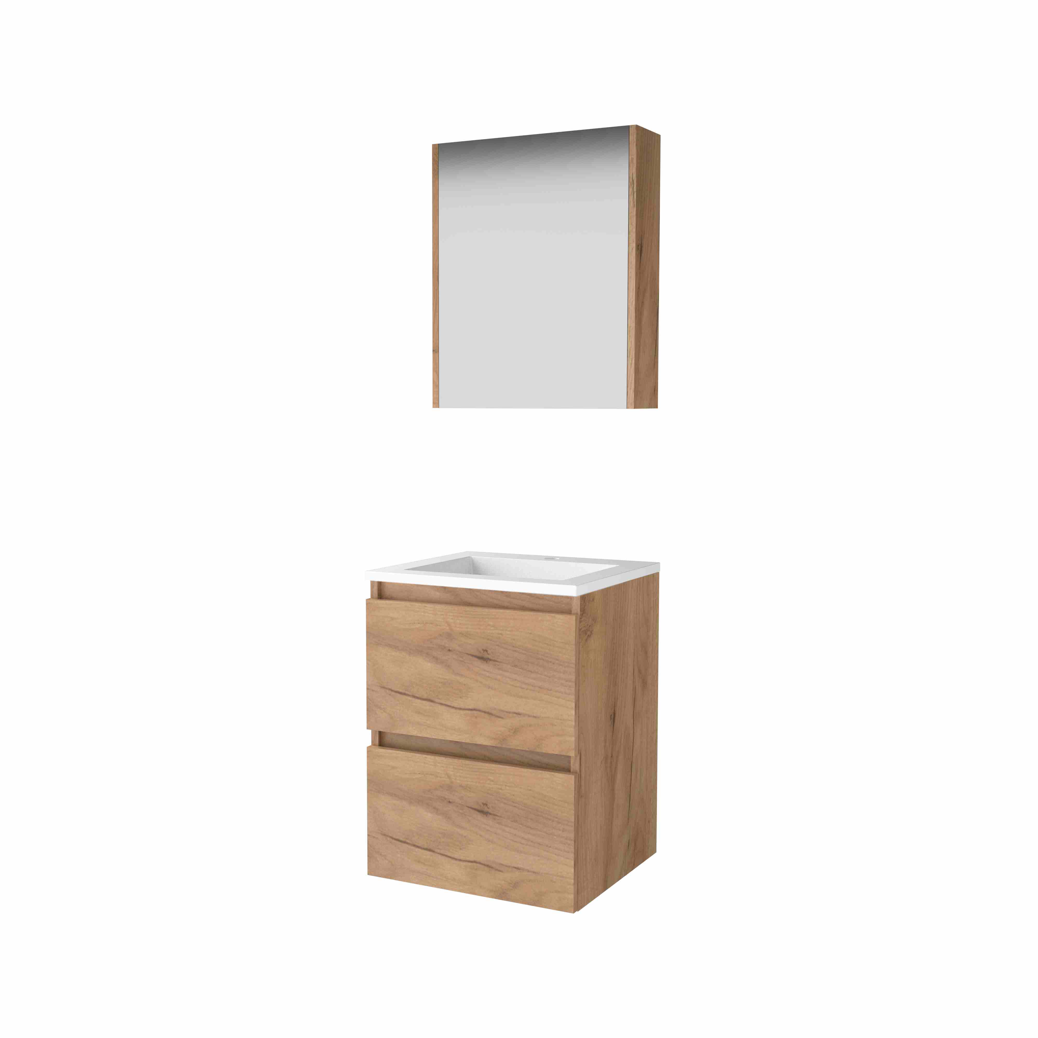 Basic Comfort 46 set 50x46cm greepl. 2 la Acryl wast. 1 krgt. incl. kast C46GL50A1WO Whisky Oak