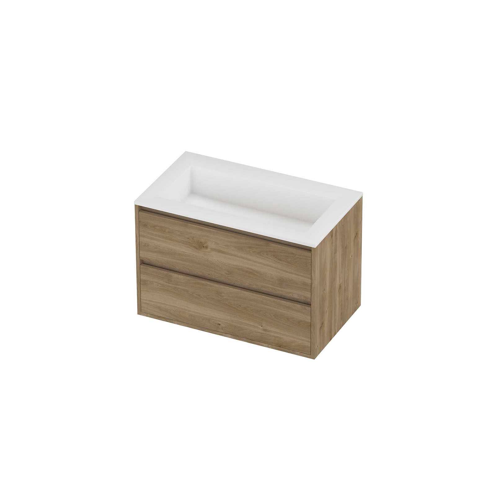 Proline Set polystone Elegant wast. z. krgt. en onderk. greepl. 2 la sym. in kader AMWE800CO Matt White/Cider oak 80x46x54