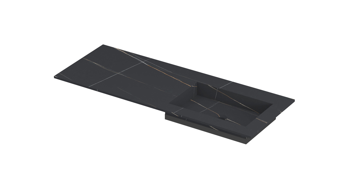 INK Post wast. keramische slab envelop bak R zonder krgt. H10xB1200xD450 Lauren black mat / 210622