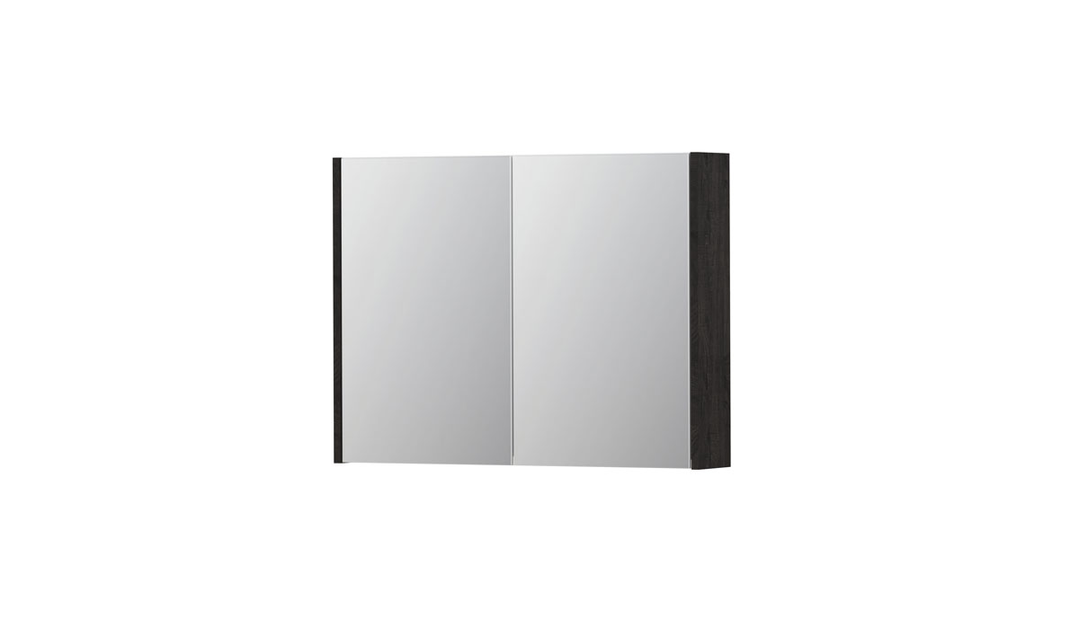 INK SPK1 spiegelkast m. 2 dubbelzijdige spiegeldeuren en stop/schak. 1110565 Houtskool eiken H600xB800xD140