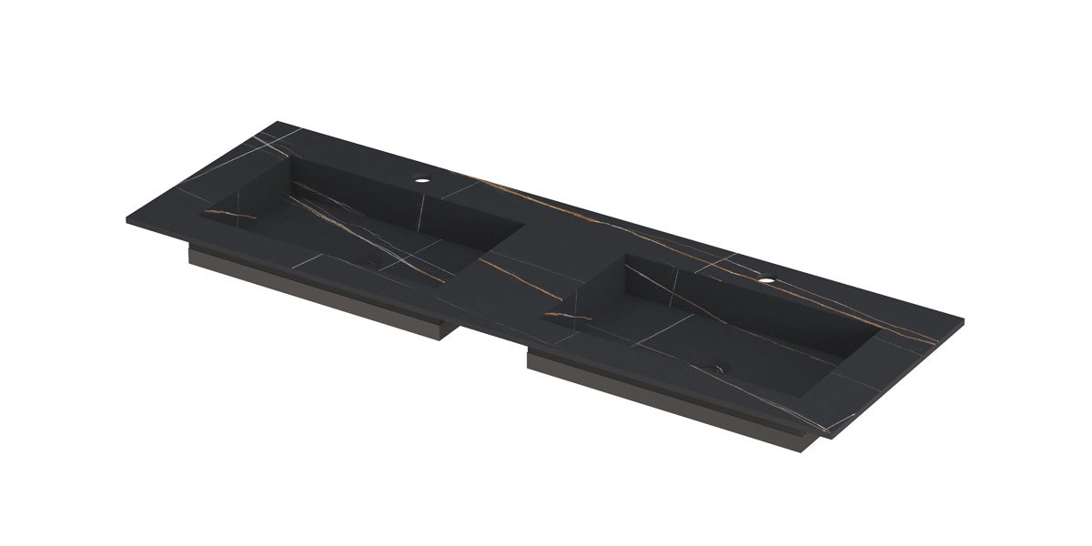 INK Post wast. keramische slab envelop bak dubbel 2 krgt. H10xB1400xD450 Lauren black mat / 210112
