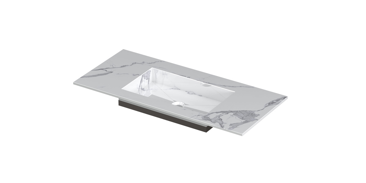 INK Post wast. keramische slab envelop bak midden zonder krgt. H10xB1000xD450 Statuario glans / 210043