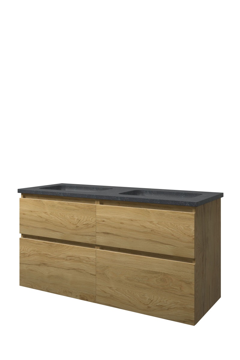Proline set hardsteen Elegant wast. z. krgt. en onderk. 4 laden a-sym. RBSC2x600IO Ideal oak/Blue stone H625xB1200xD460